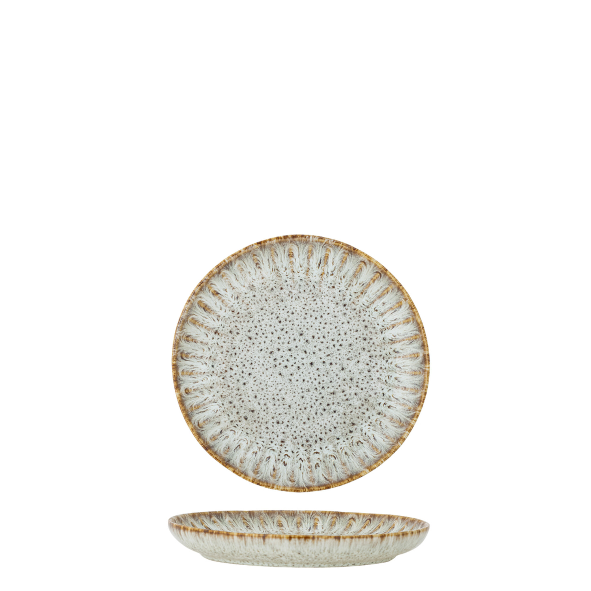Fleur Dessert Teller aus Steingut, natur 