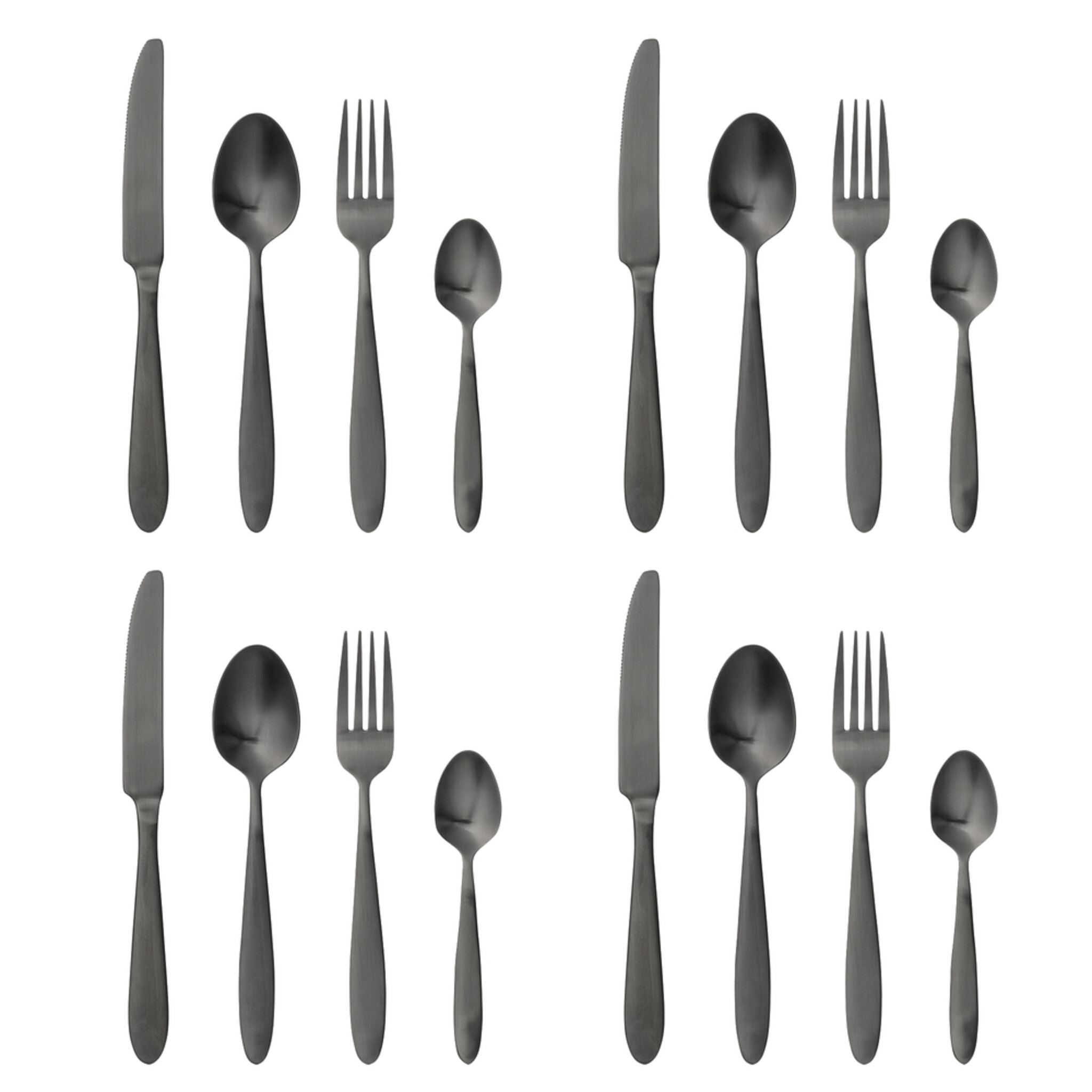 Frea Besteck Set Schwarz, 16-teilig, Edelstahl, schwarz 