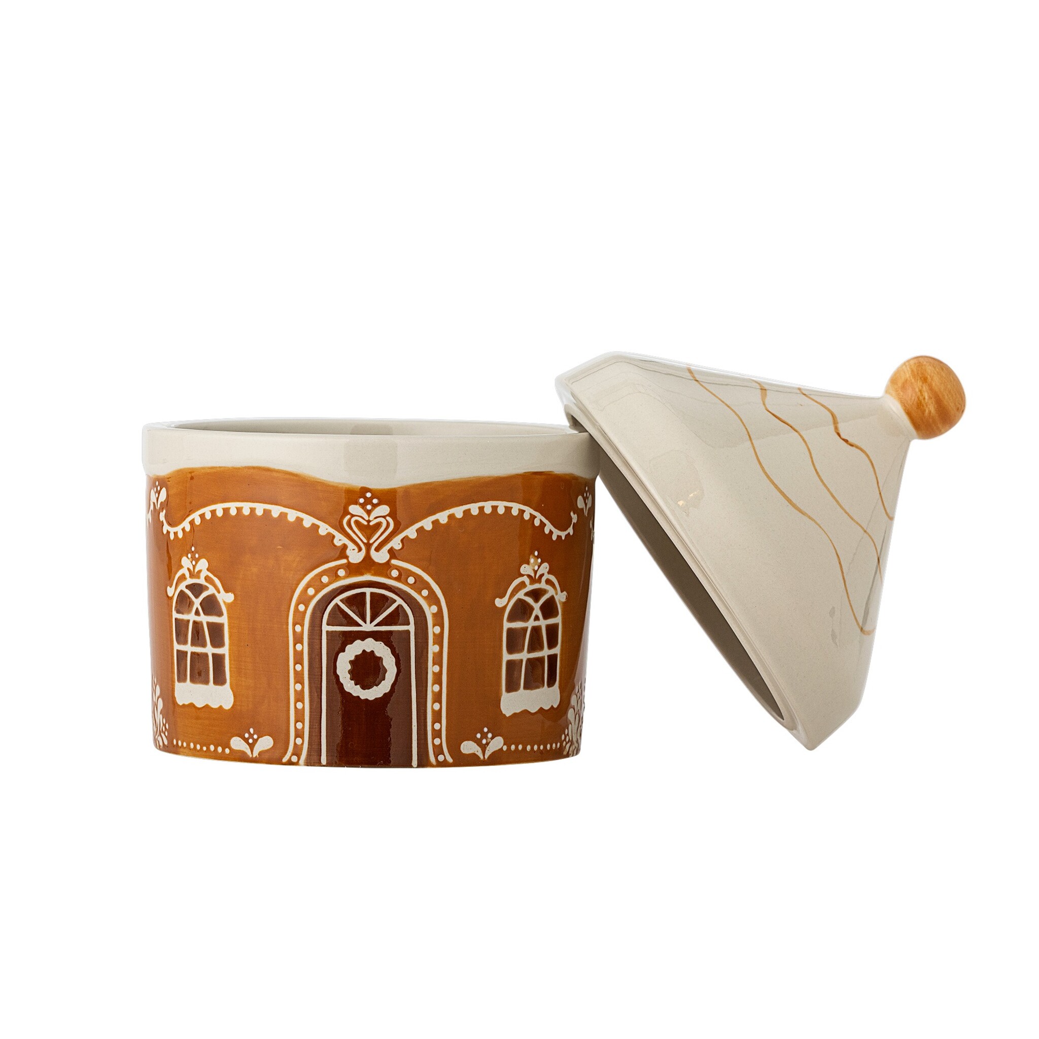 Gina Gefäß mit Deckel aus Steingut, Weihnachten, braun 