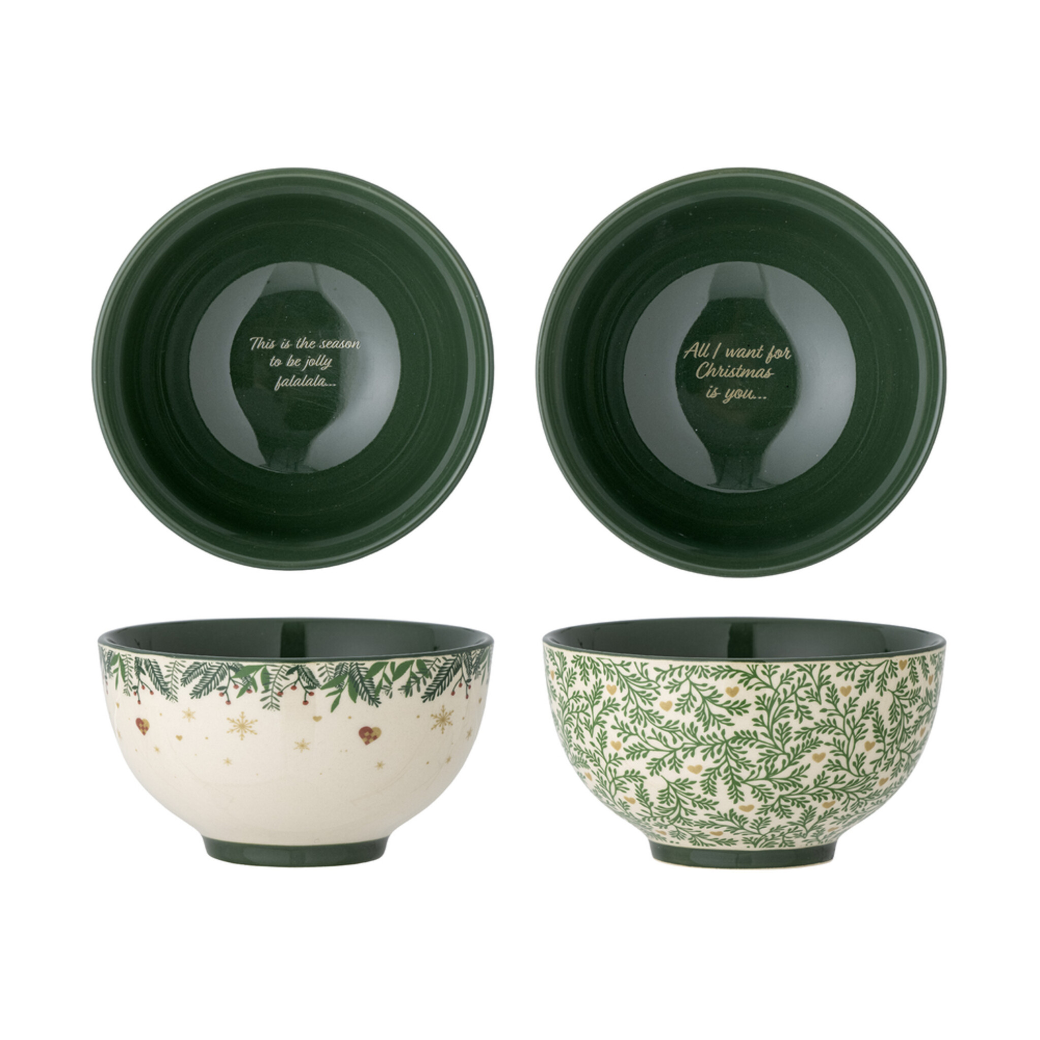 Grazia Schale aus Steingut, 2er Set, grün 