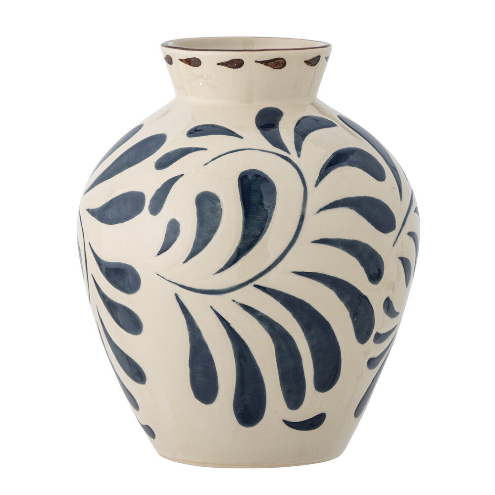 Heikki Vase blau, Steingut, blau Ø 20 x H24 cm