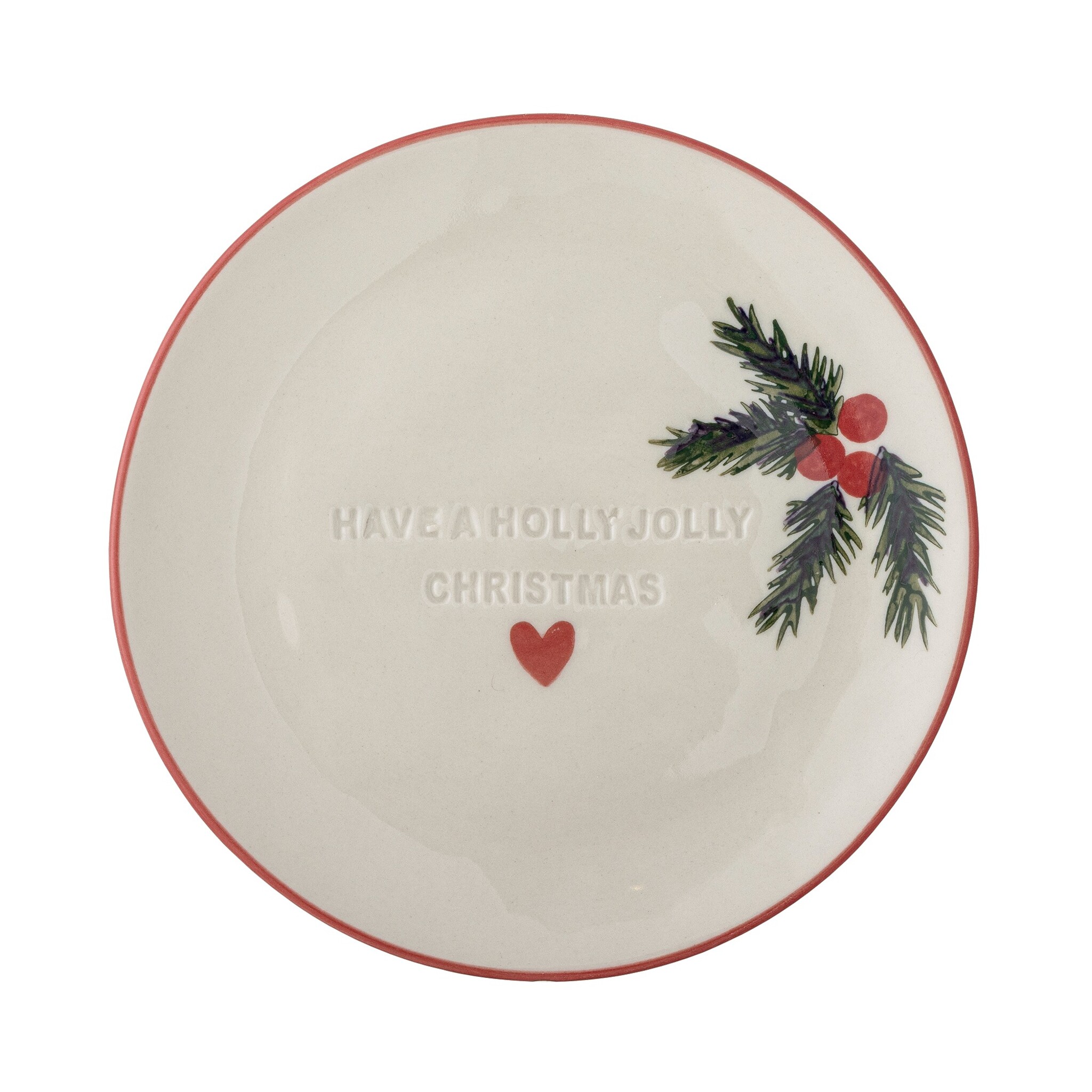Jovida Weihnachts-Teller 4er-Set aus Steingut Ø 16 cm, natur 
