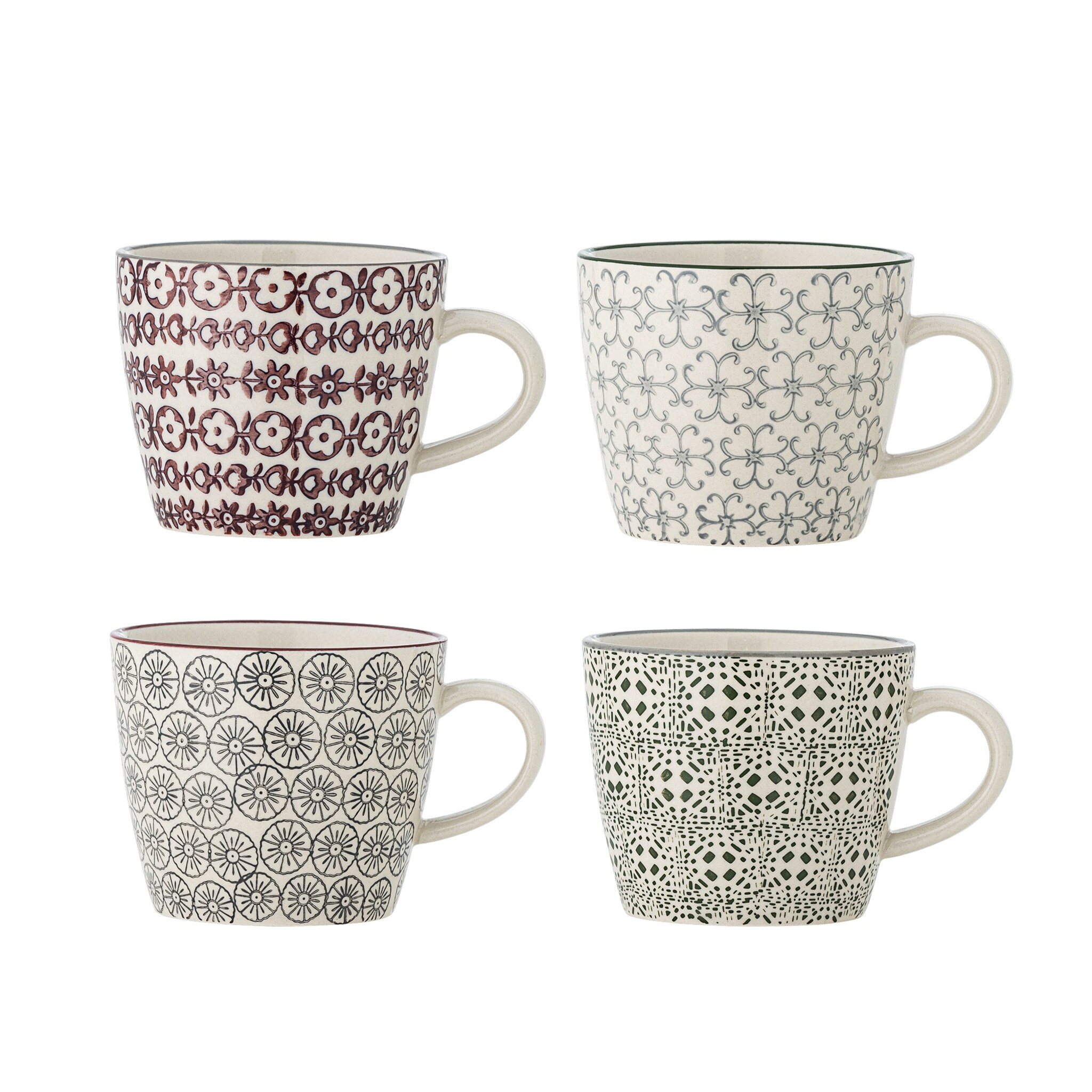 Bloomingville Karine Becher Set, Bunt, Steingut, 380 ml, bunt 