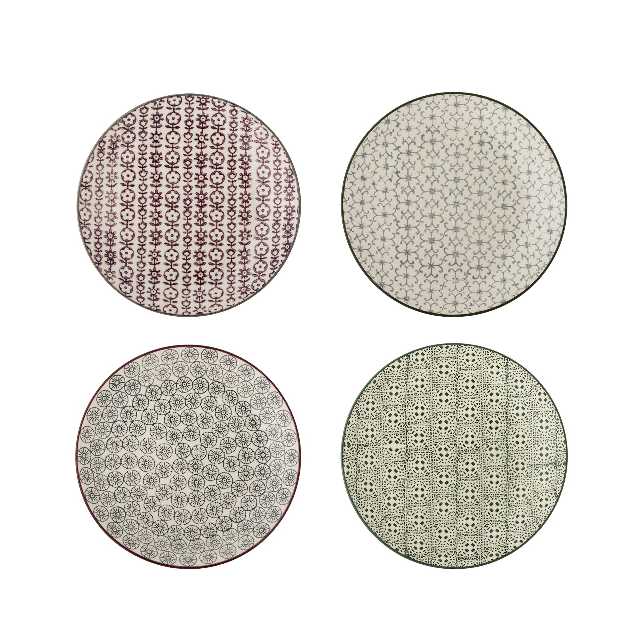 Bloomingville Karine Dessert Teller 4er-Set, Bunt, Steingut, bunt 