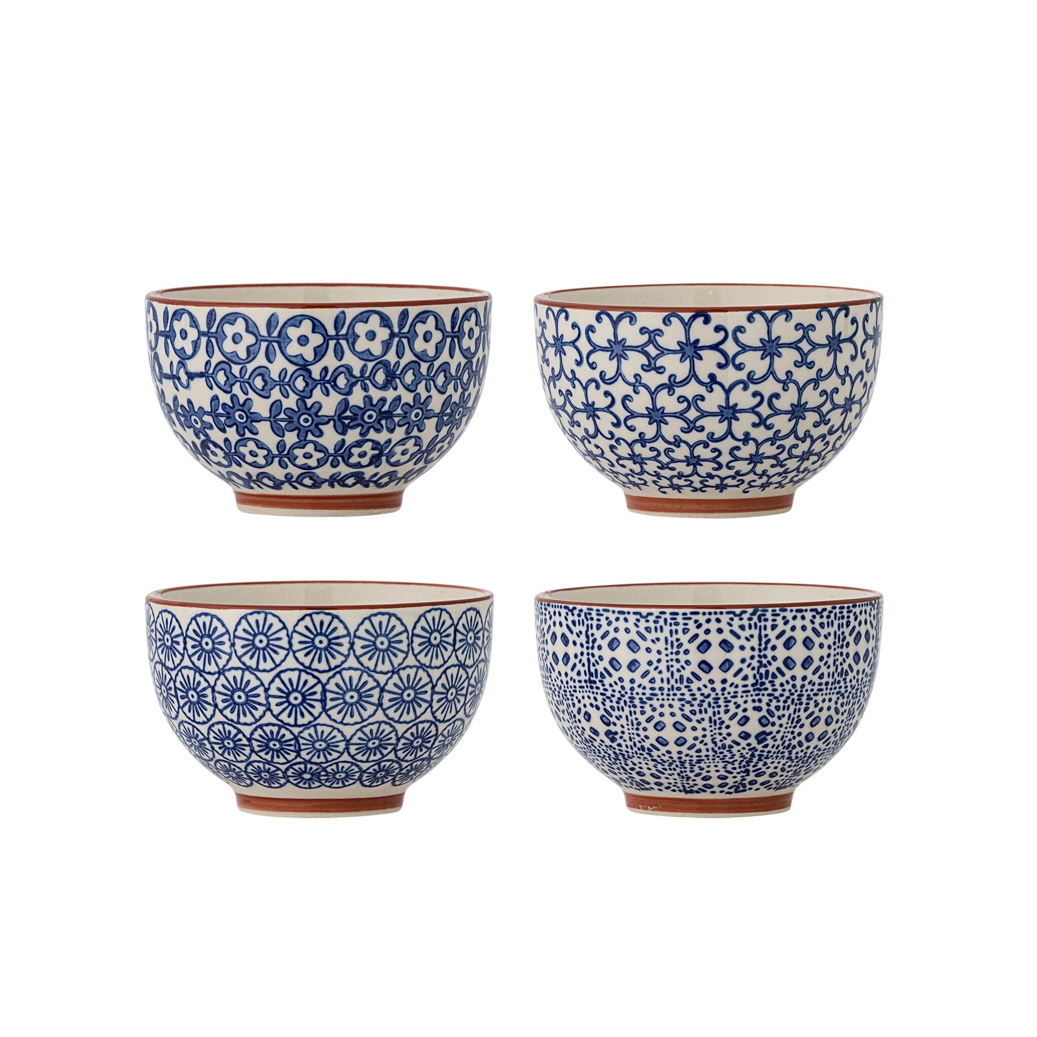 Bloomingville Karine Schale aus Steingut, Blau, 4er-Set, blau 
