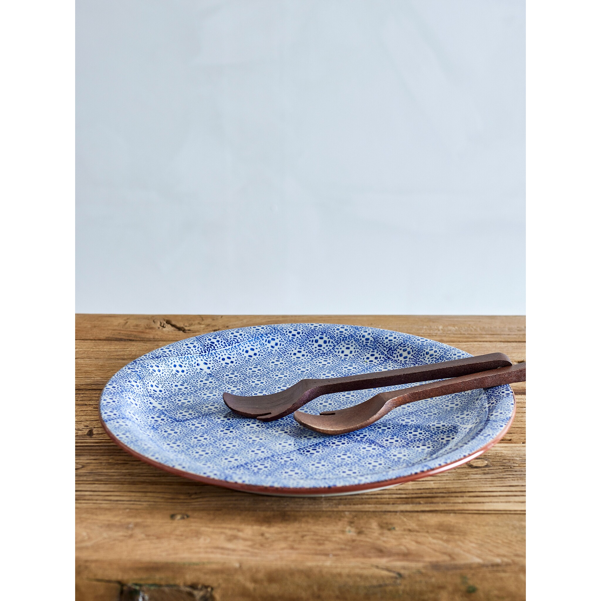 Bloomingville Karine Servierplatte Ø 35 cm aus blauem Steingut, blau 