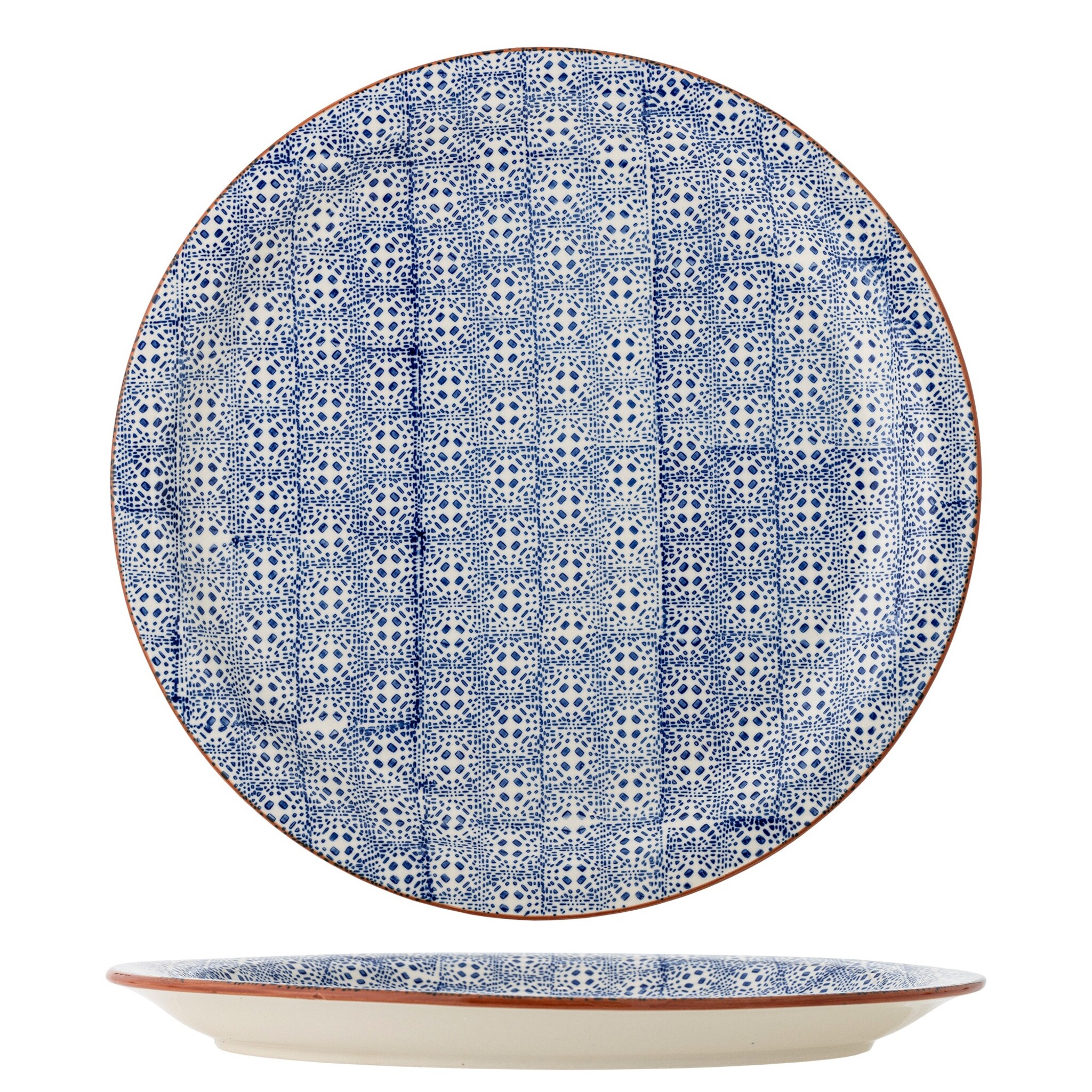 Bloomingville Karine Servierplatte Ø 35 cm aus blauem Steingut, blau 