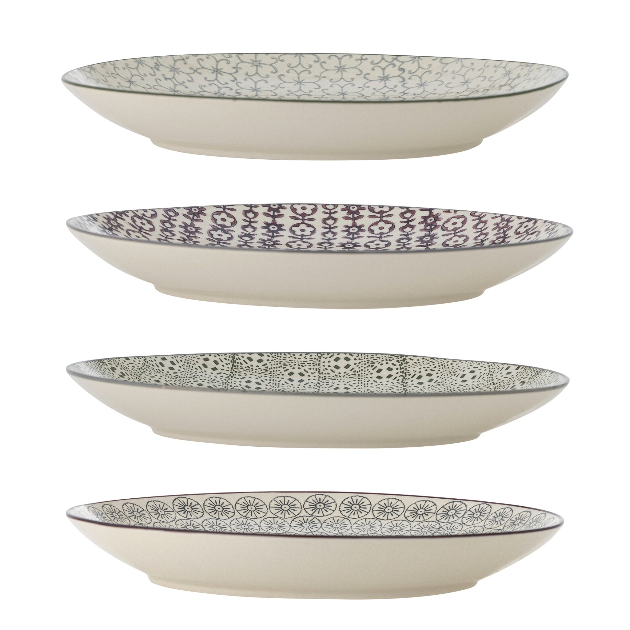 Bloomingville Karine Speiseteller 4er-Set, Bunt Steingut, bunt 