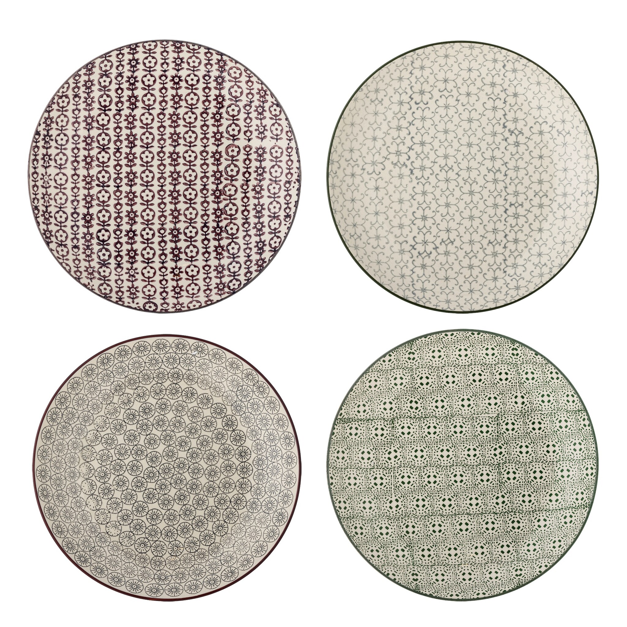 Bloomingville Karine Speiseteller 4er-Set, Bunt Steingut, bunt 