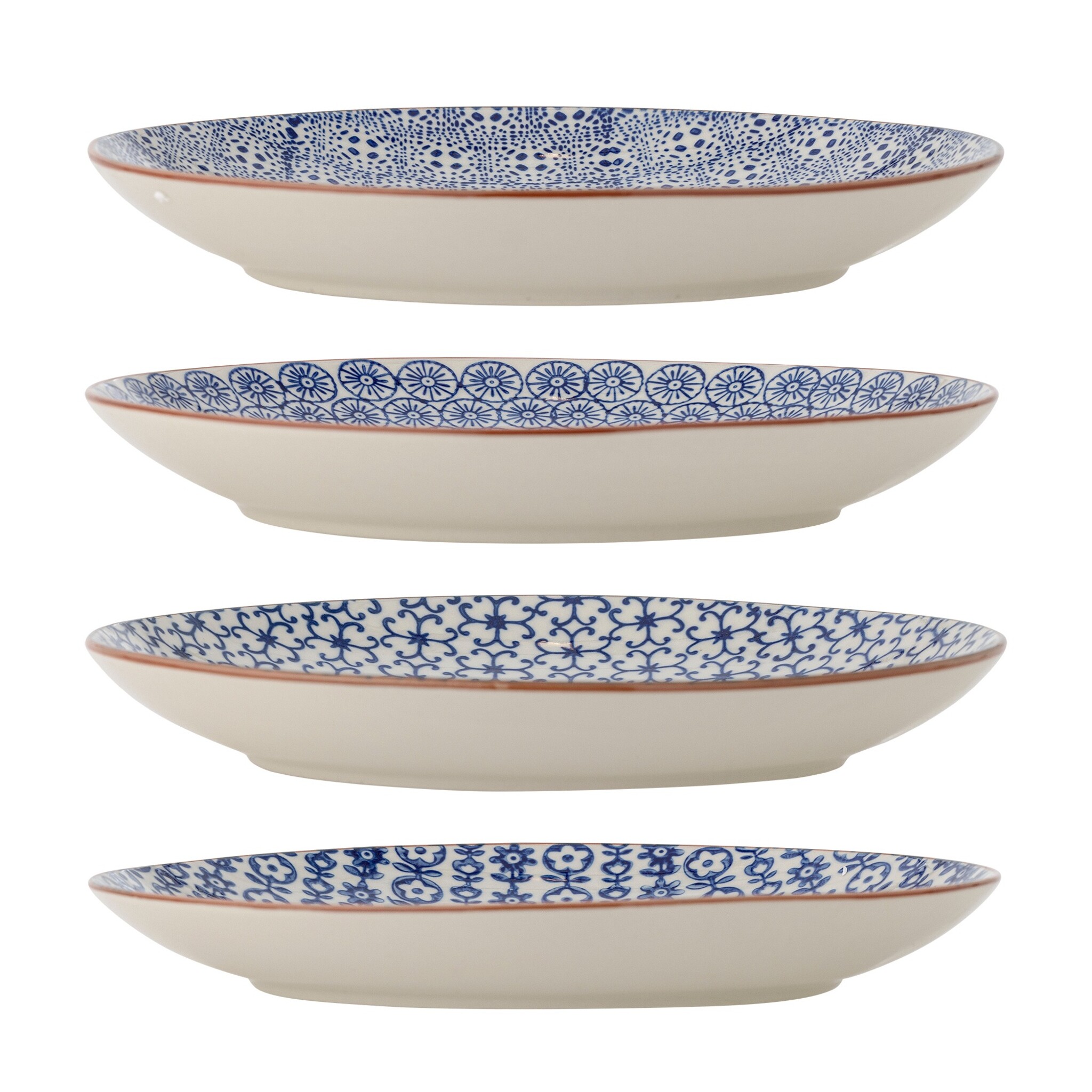 Bloomingville Karine Speiseteller-Set, Blau - Ø 25 cm - 4er-Set, blau 
