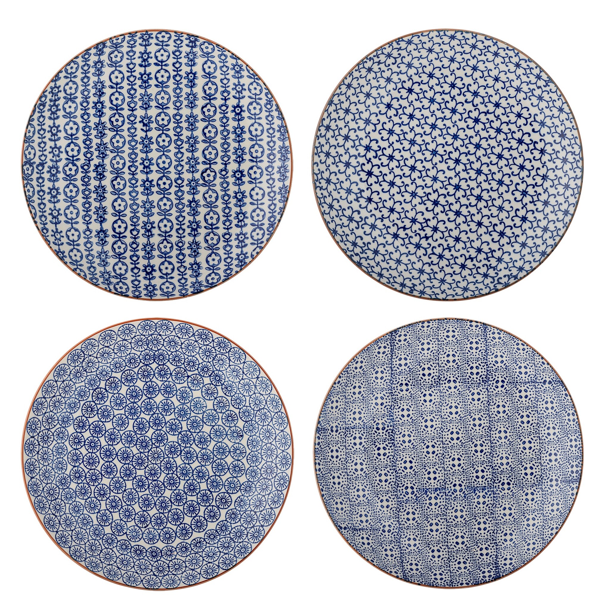 Bloomingville Karine Speiseteller-Set, Blau - Ø 25 cm - 4er-Set, blau 