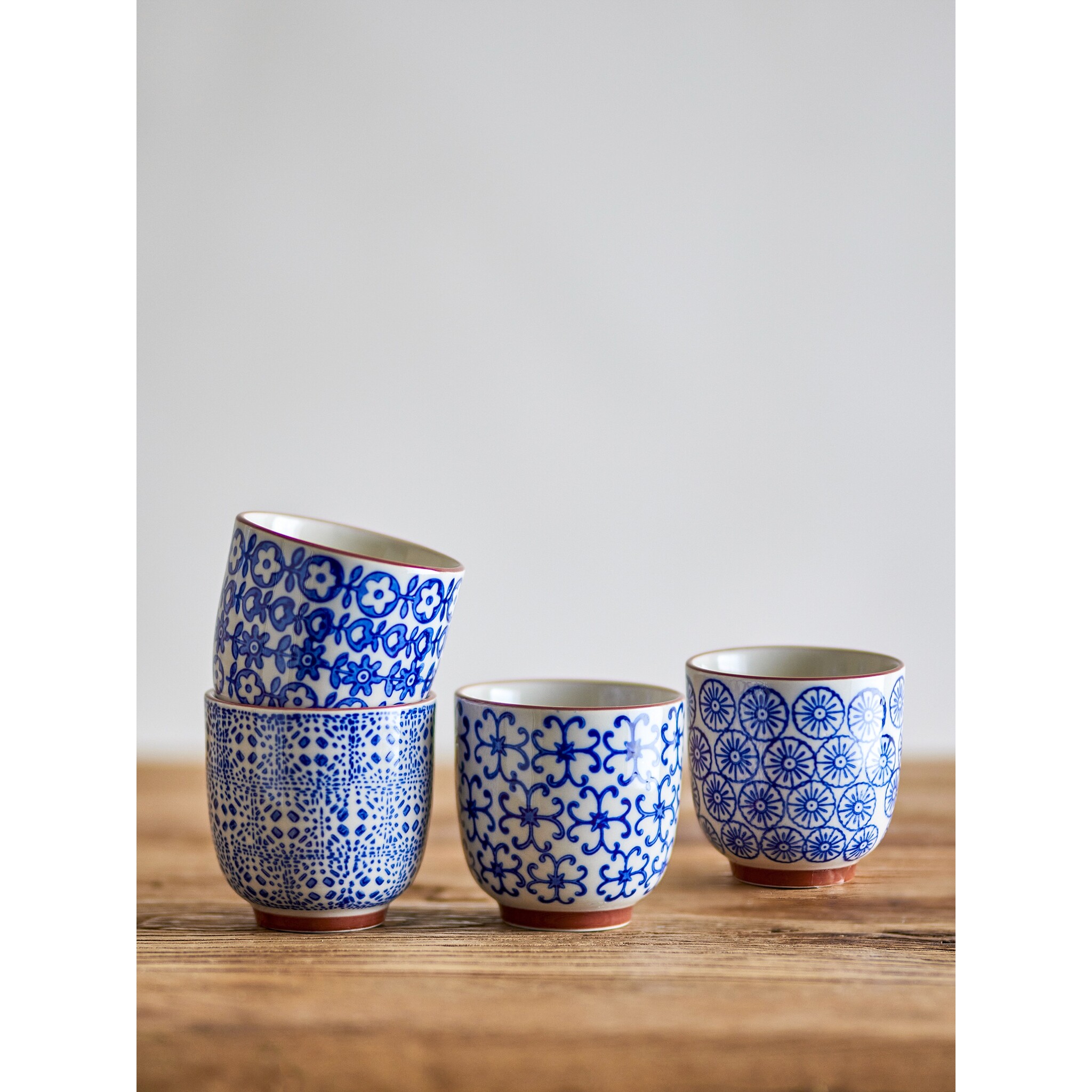 Bloomingville Karine Tasse aus Steingut – Blau, 4er-Set, blau 