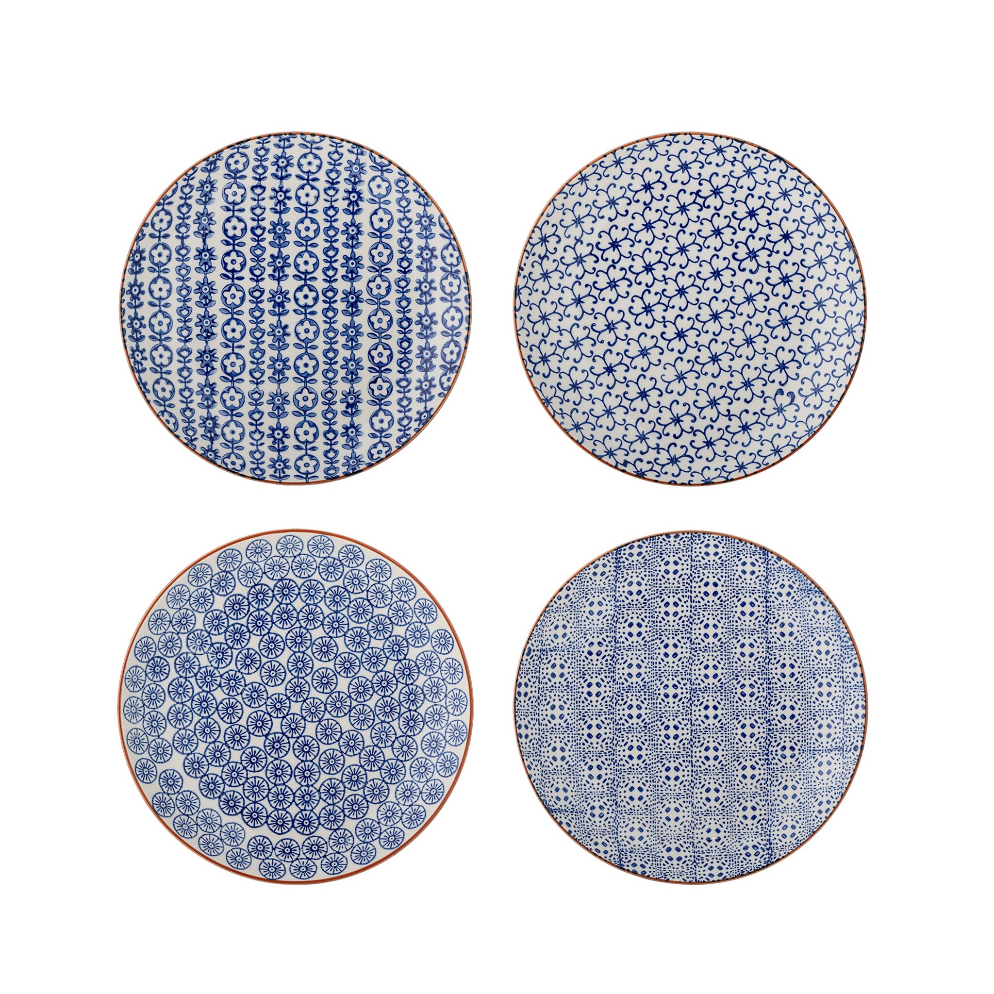 Bloomingville Karine Dessert-Teller-Set, Blau – Ø 20 cm, blau 