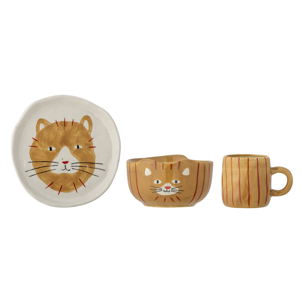 Kittie Kinder Geschirr-Set, Steingut, braun 