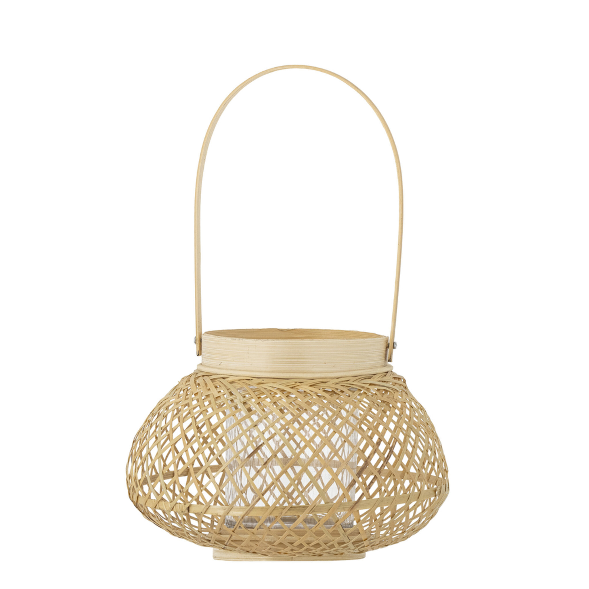 Laterne Malda mit Glas aus Bambus, natur 