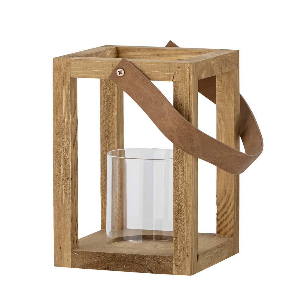 Laterne mit Glas Lyra, Kiefer, natur L14xH20xW14 cm