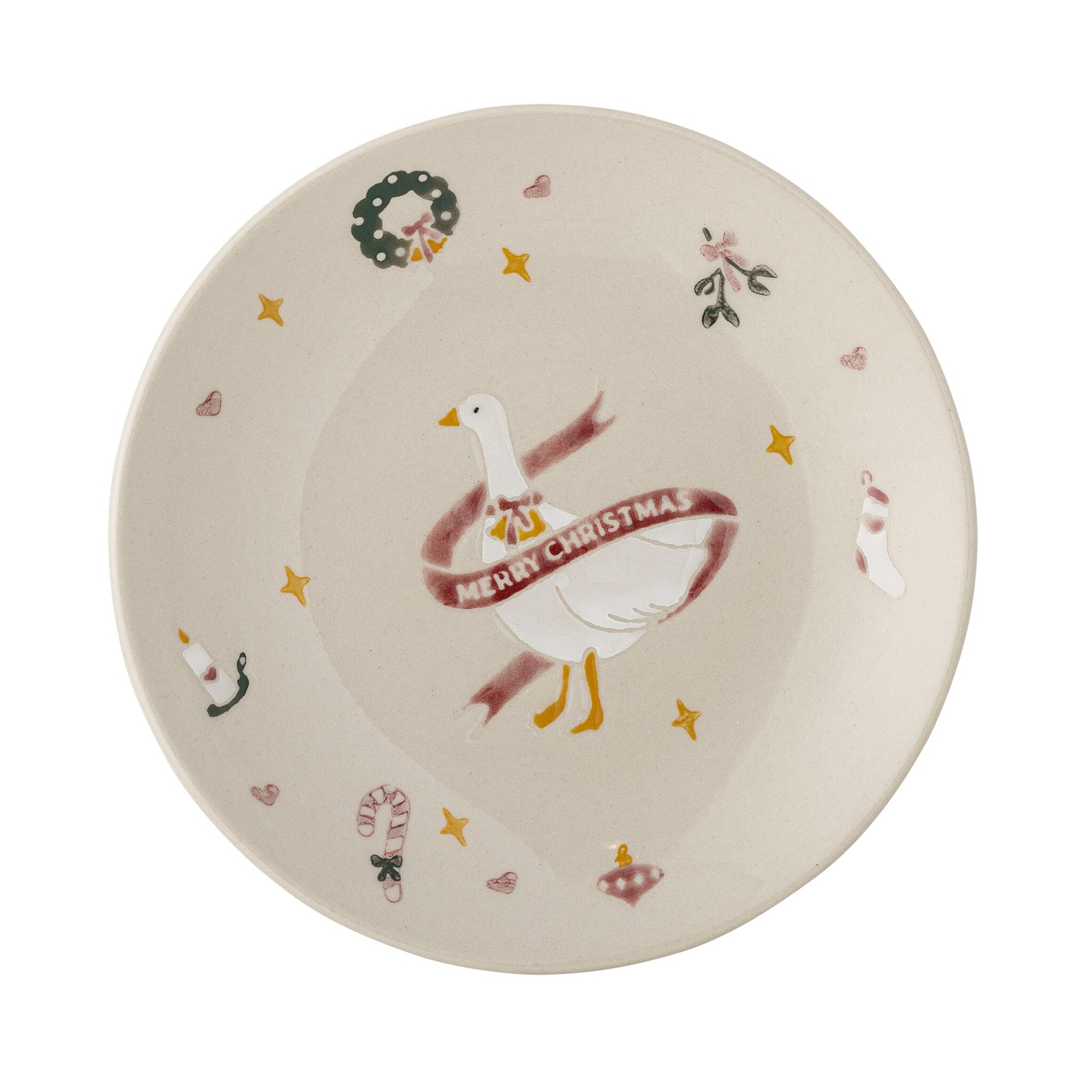 Bloomingville Mary Teller 4er-Set Weihnachten Steingut Ø 16 cm, creme 