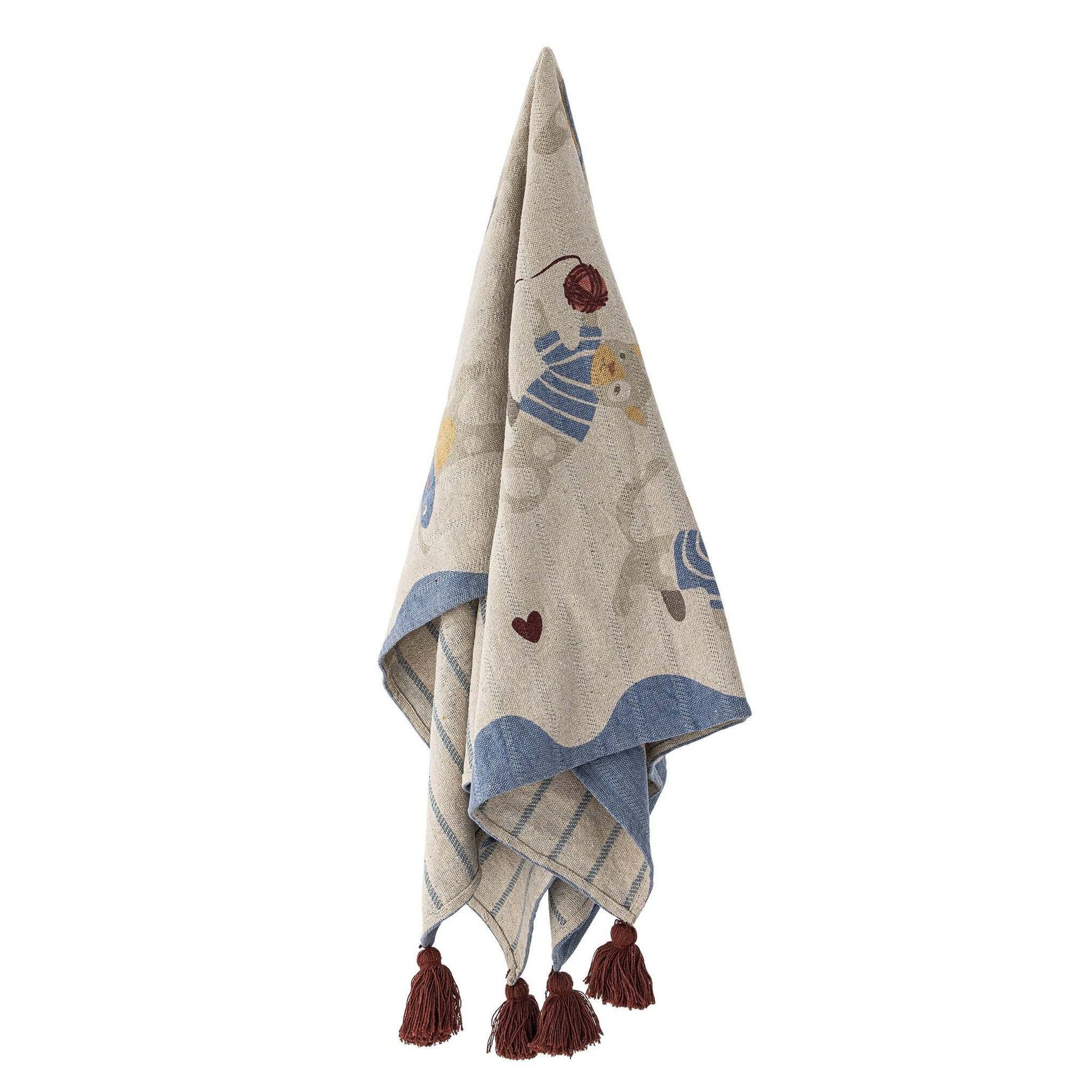 Bloomingville Mini Kuscheldecke Mille mit Katzen-Motiv 130 x 160 cm