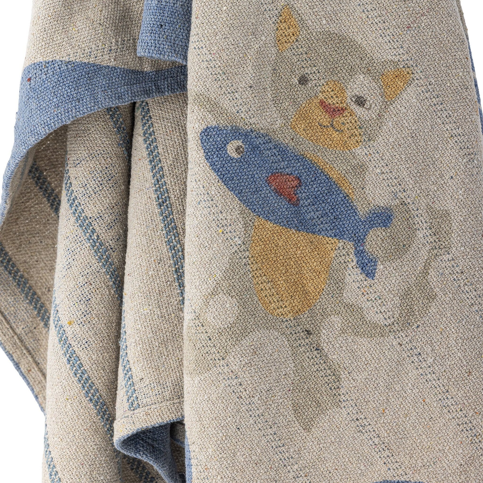 Bloomingville Mini Kuscheldecke Mille mit Katzen-Motiv 130 x 160 cm