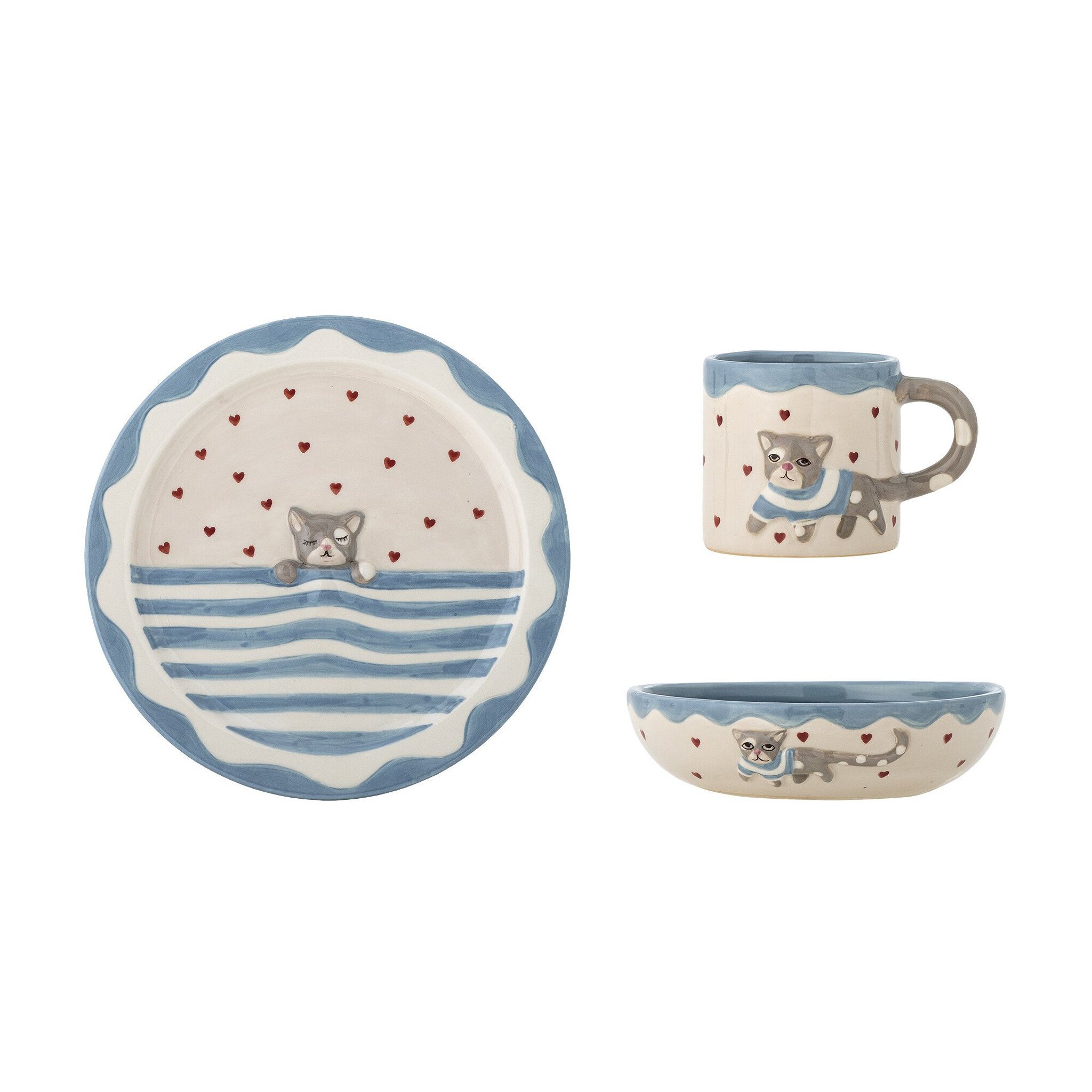 Bloomingville Mini Geschirr-Set Mille aus Steingut 3-teilig