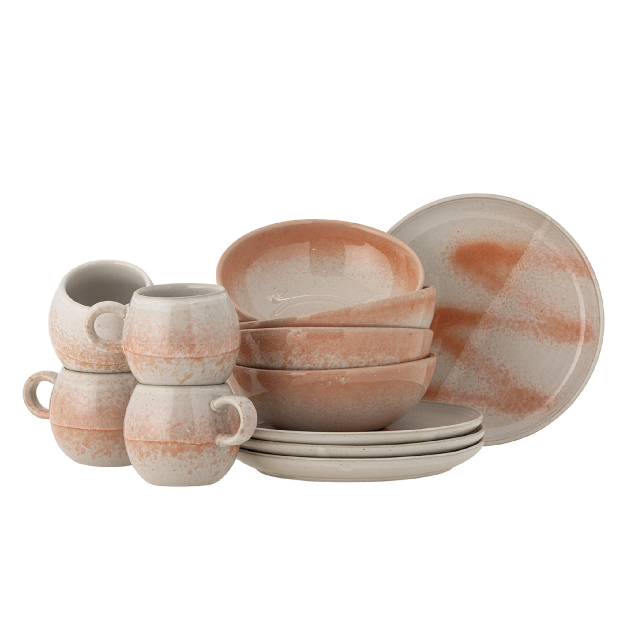 Paula Frühstück Geschirr Set aus Steingut, orange 