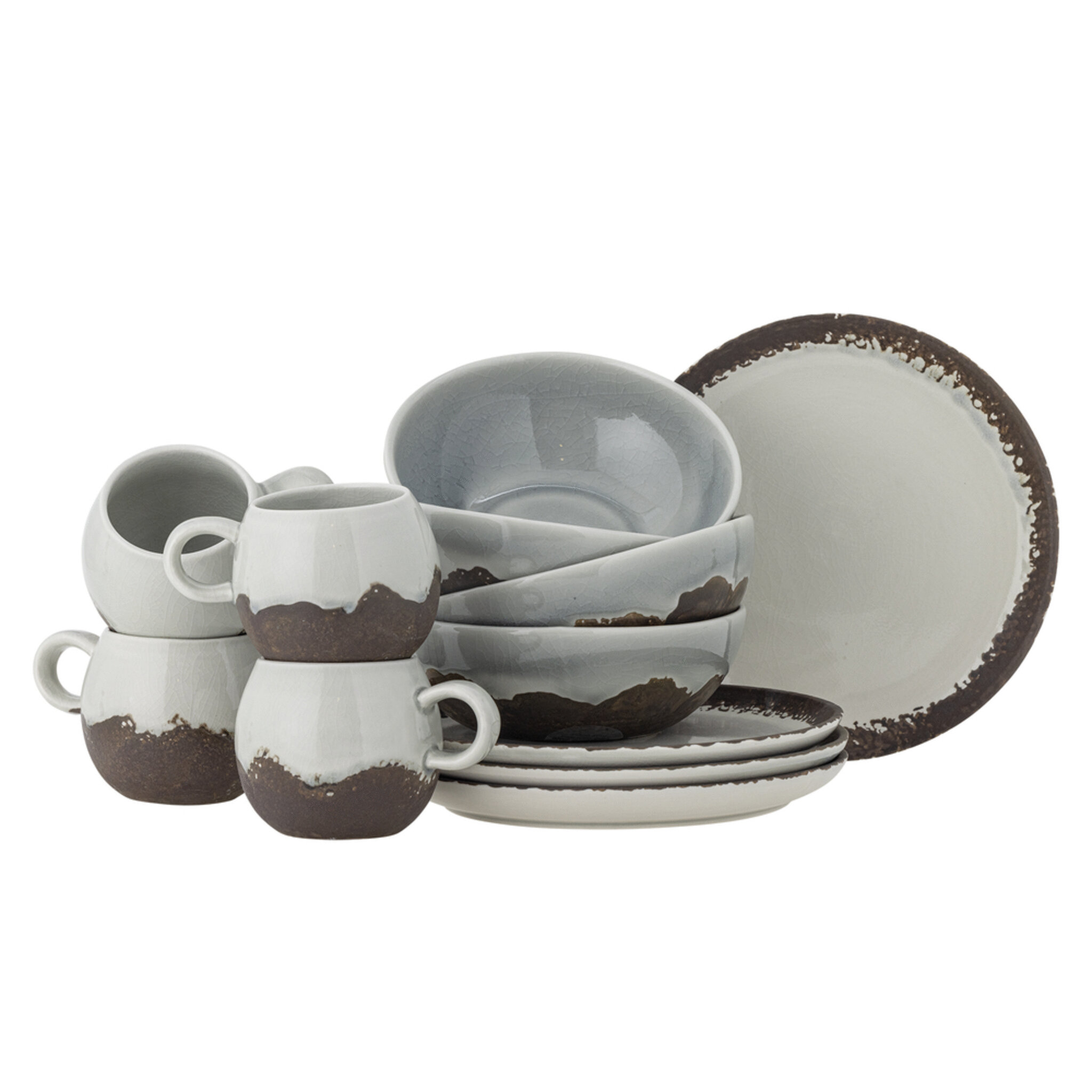 Paula Frühstück Geschirr Set aus Steingut, braun 