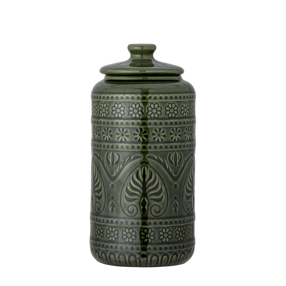 Rani Gefäß mit Deckel, Steingut, grün Ø 12,5xH25,5 cm