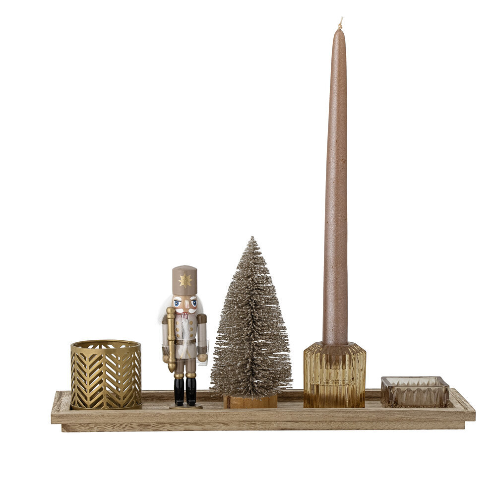 Sanga Tablett mit Teelichthaltern, Weihnachten, braun 36 x 12 x 16 cm, 6-teilig