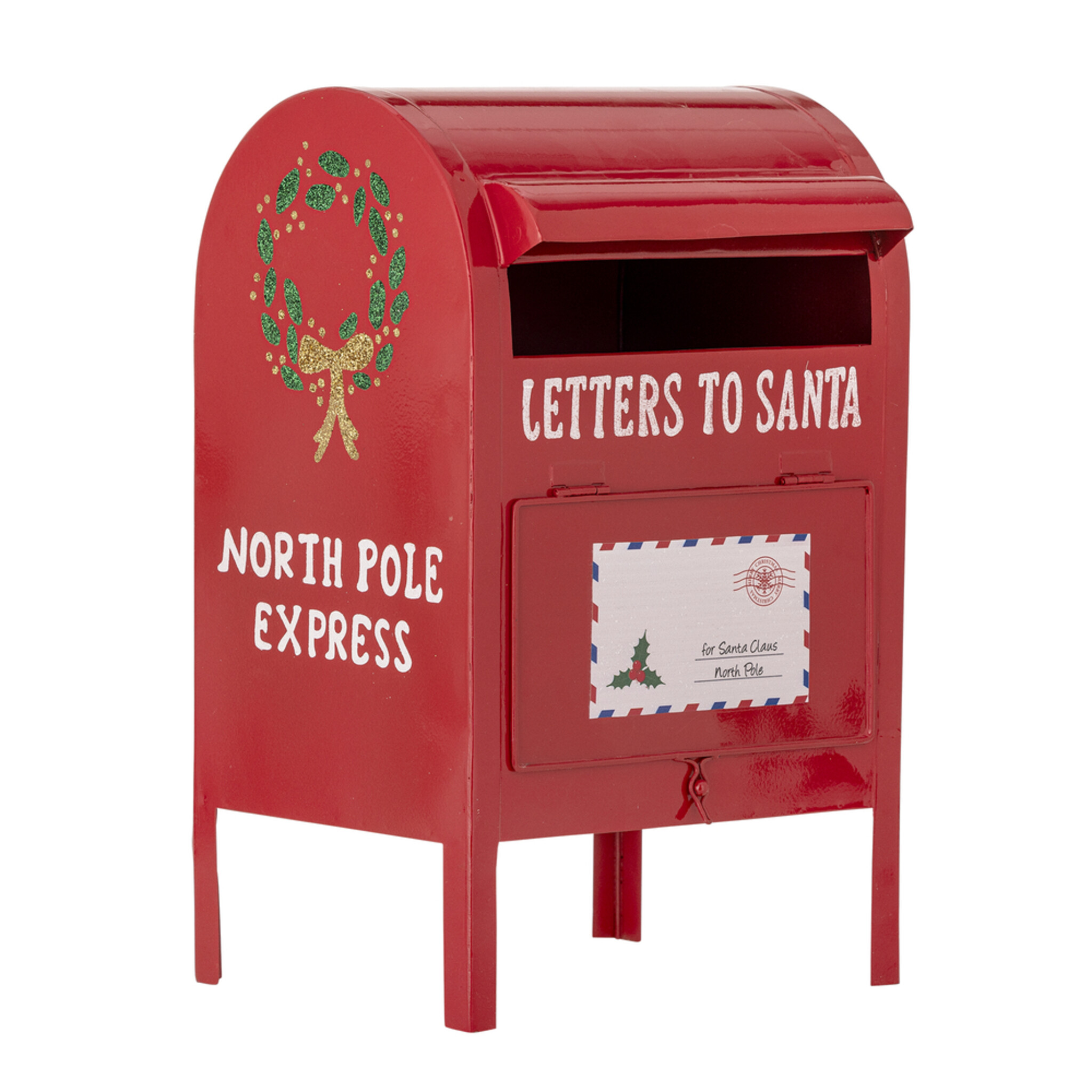 Santas Briefkasten Deko Metall, rot 