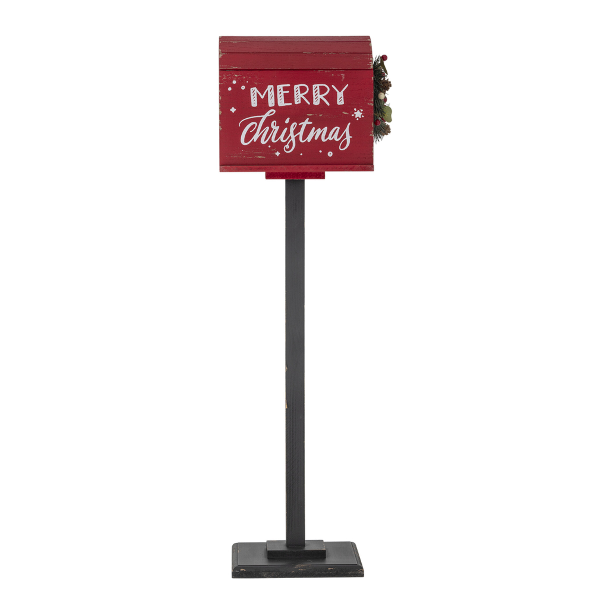 Santas Briefkasten Deko mit Standfuß, rot 