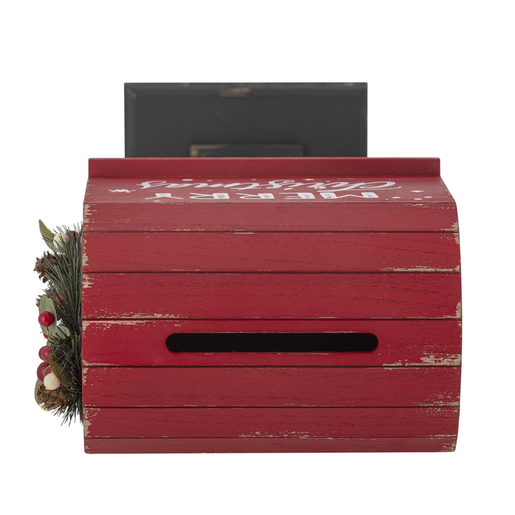 Santas Briefkasten Deko mit Standfuß, rot 