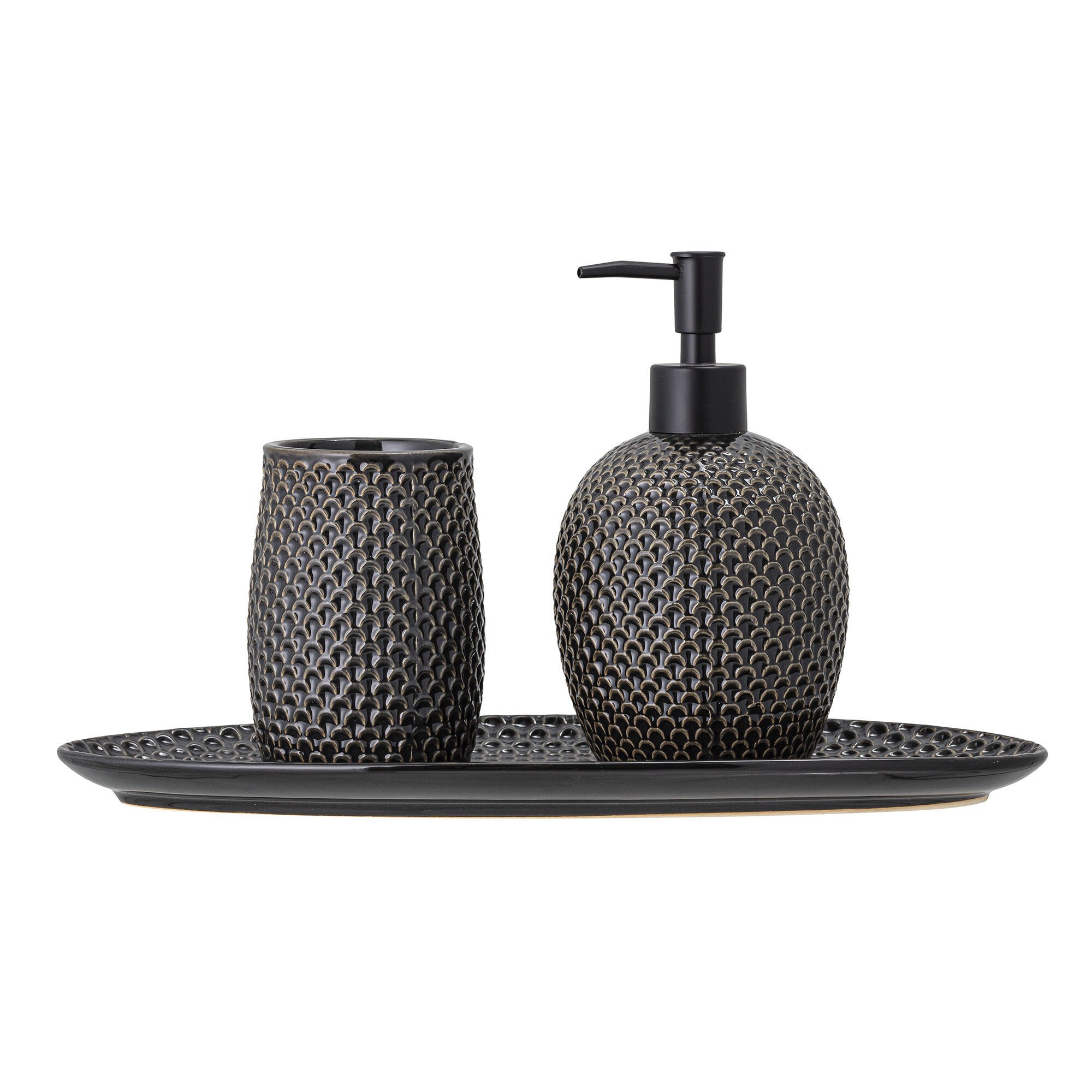 Seifenspender mit Becher und Tablett Hrin | Bloomingville