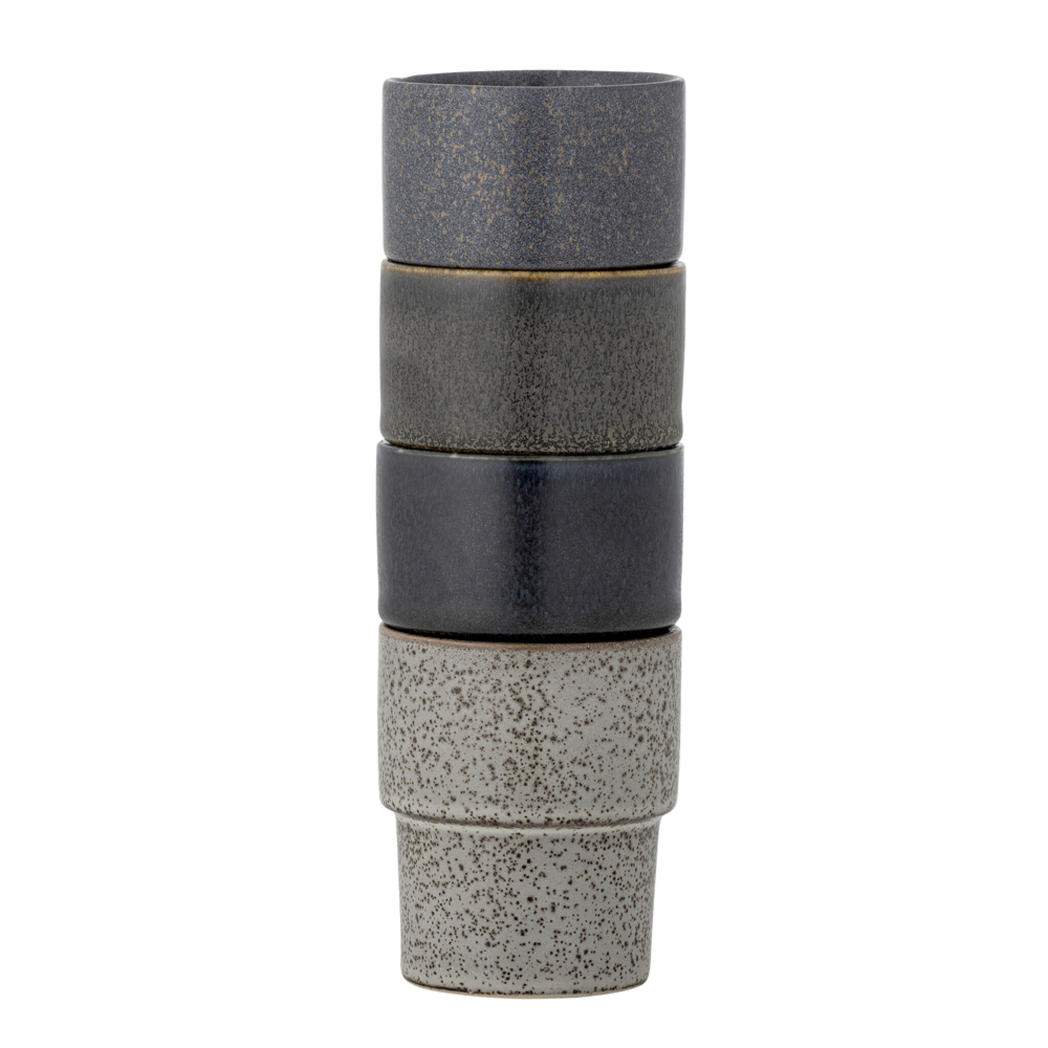 Stapelbarer Steingut Becher Ewan 4er-Set, braun 