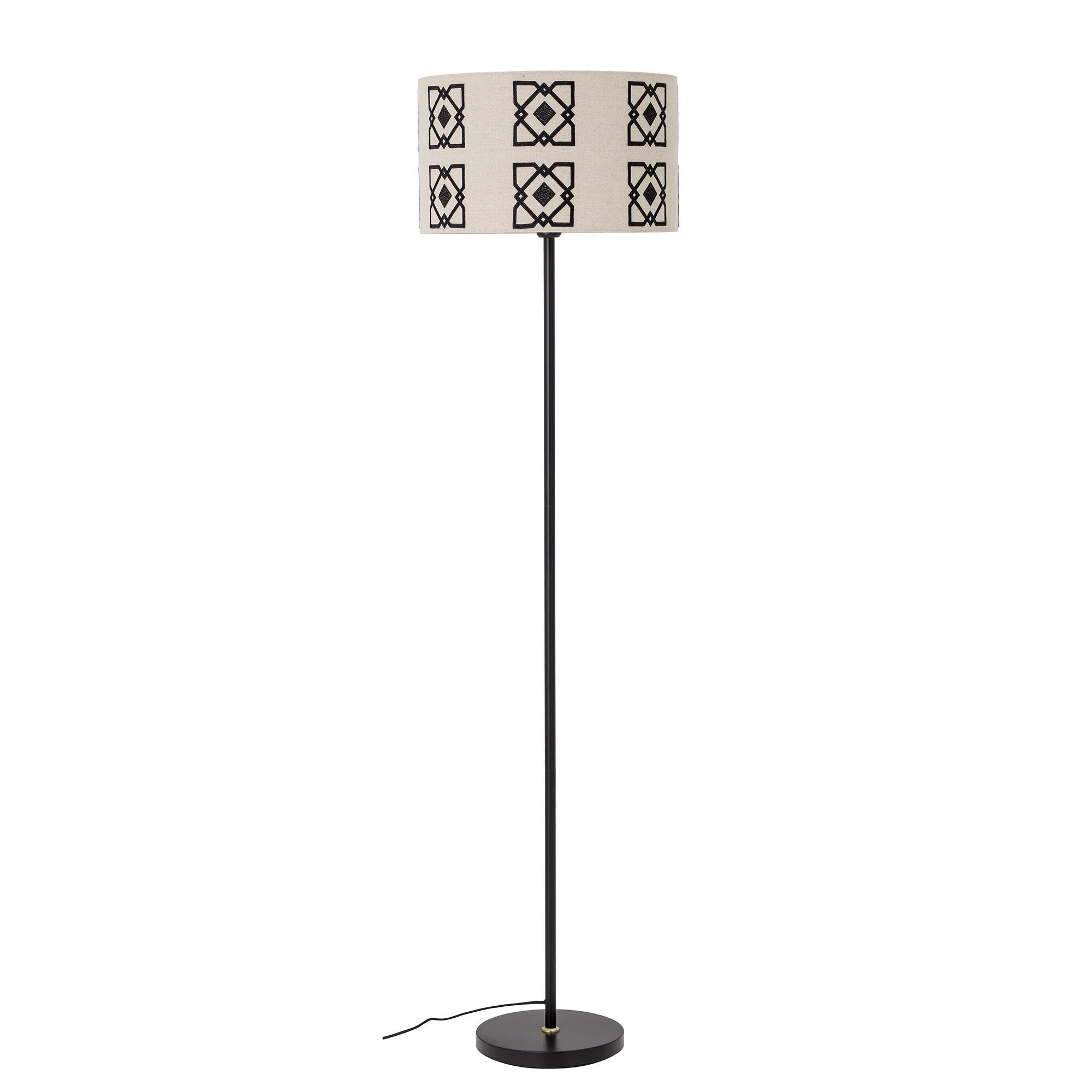 Stehlampe Selita aus Eisen und Leinen, beige, schwarz 