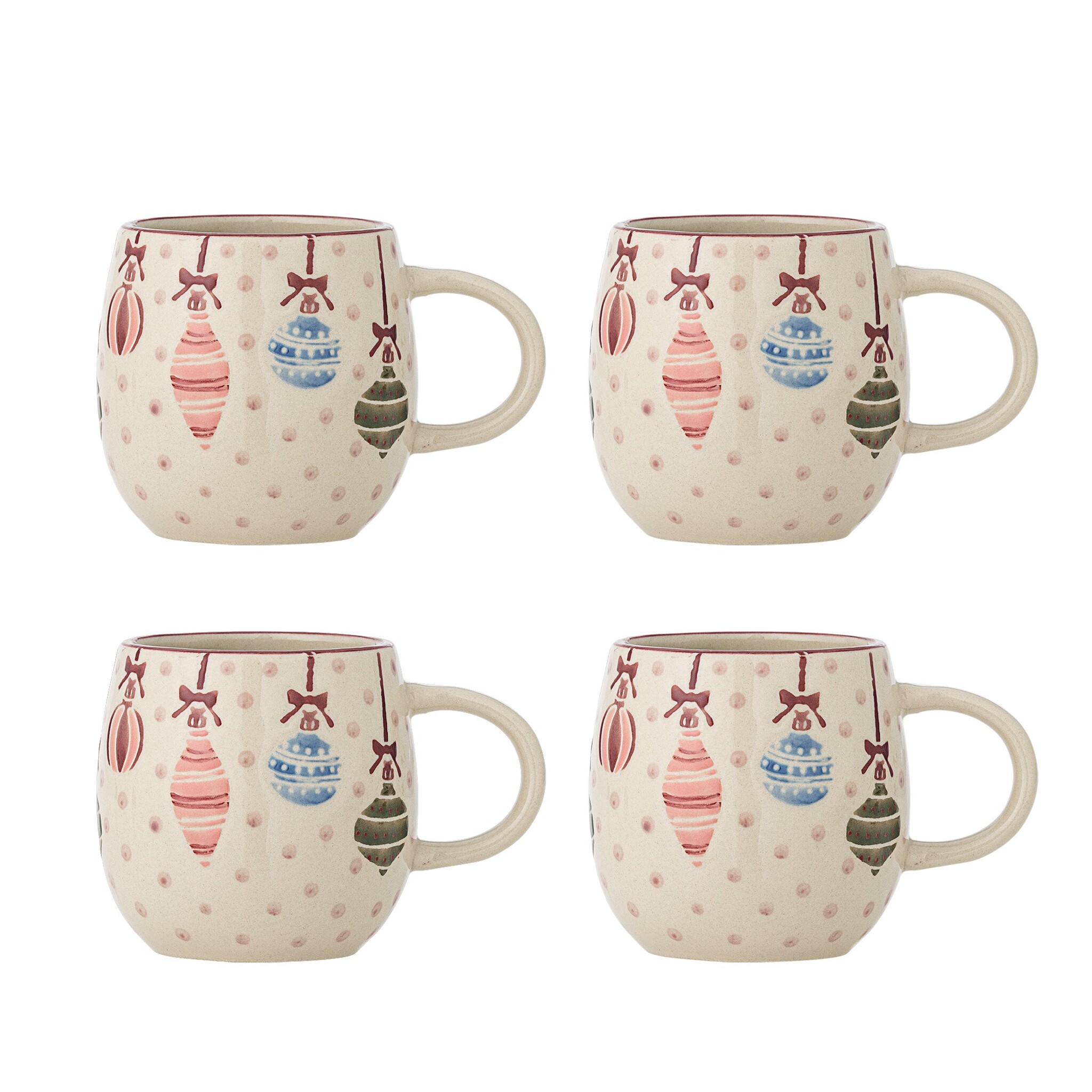 Steingut-Becher Ornamentia Weihnachten 300 ml (4er-Set), bunt 