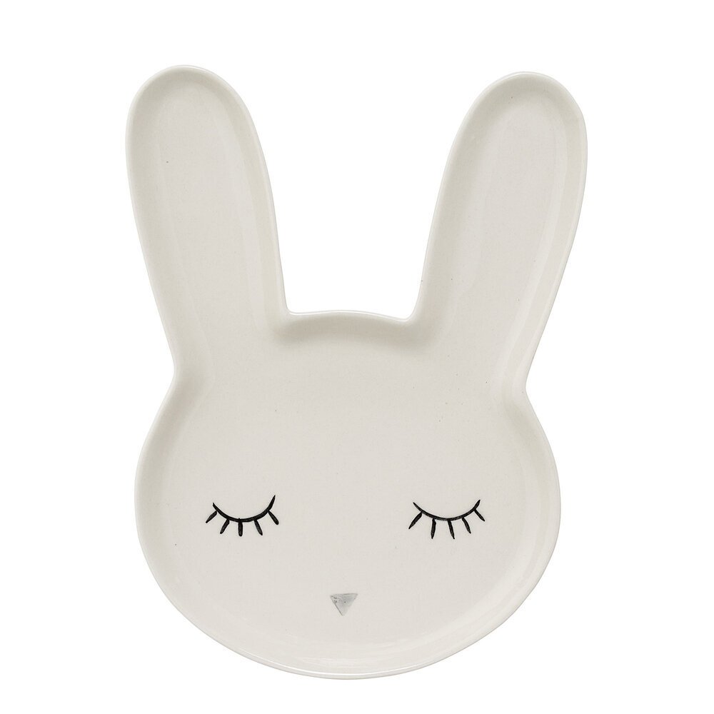Teller Smilla Hase aus Steingut, weiss 
