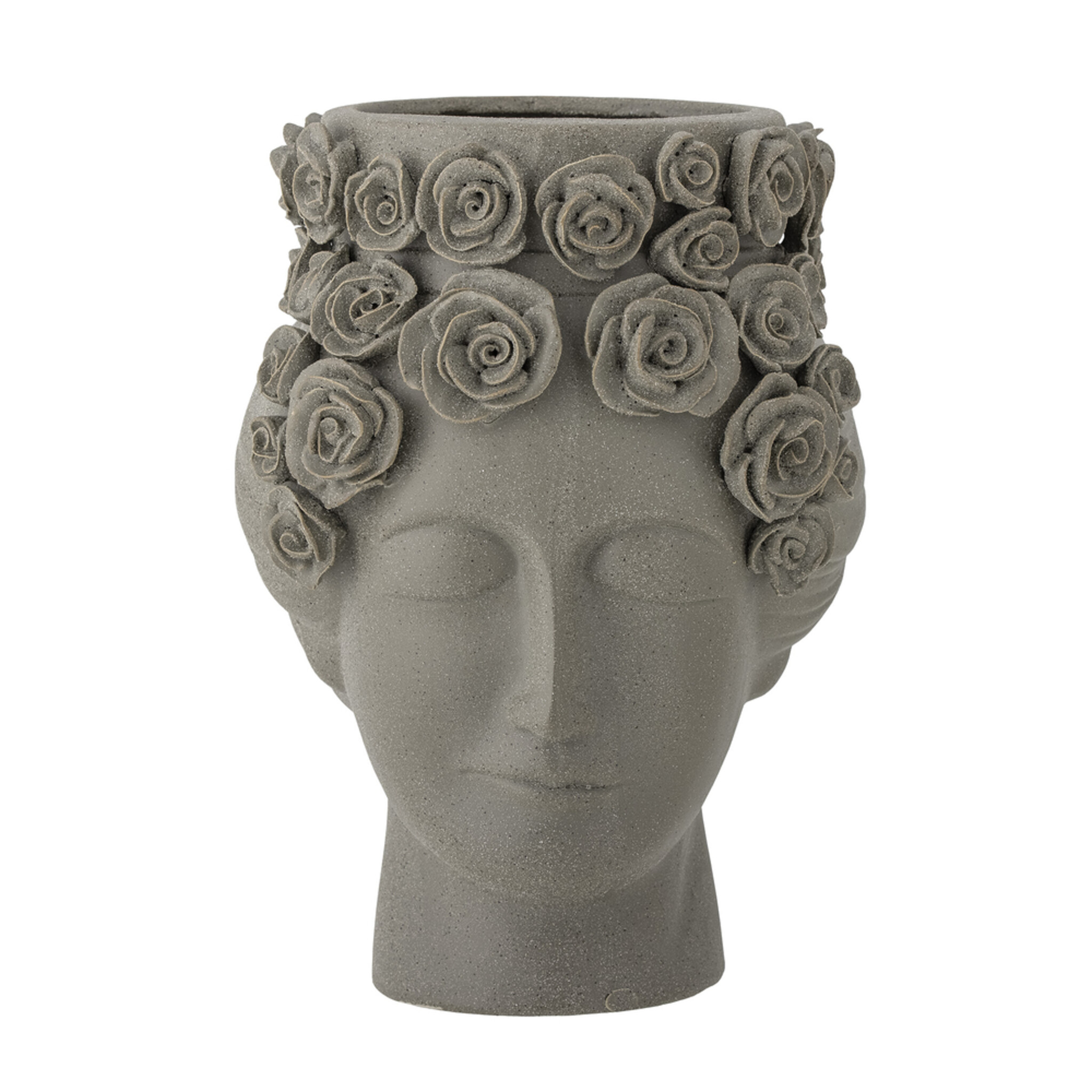 Vase Akira Grau, Steingut, grau 