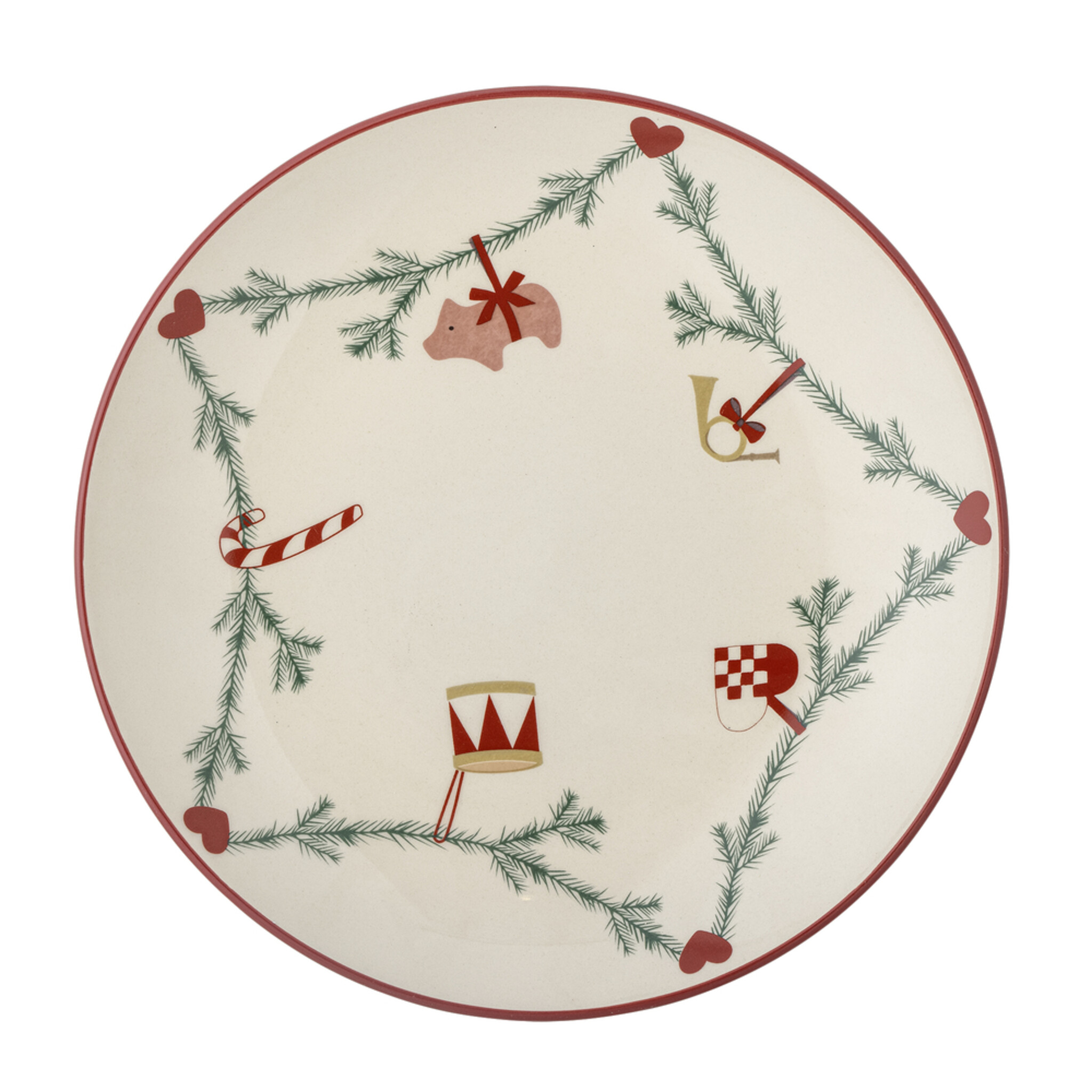 Weihnachtsteller Yule, Steingut, creme 