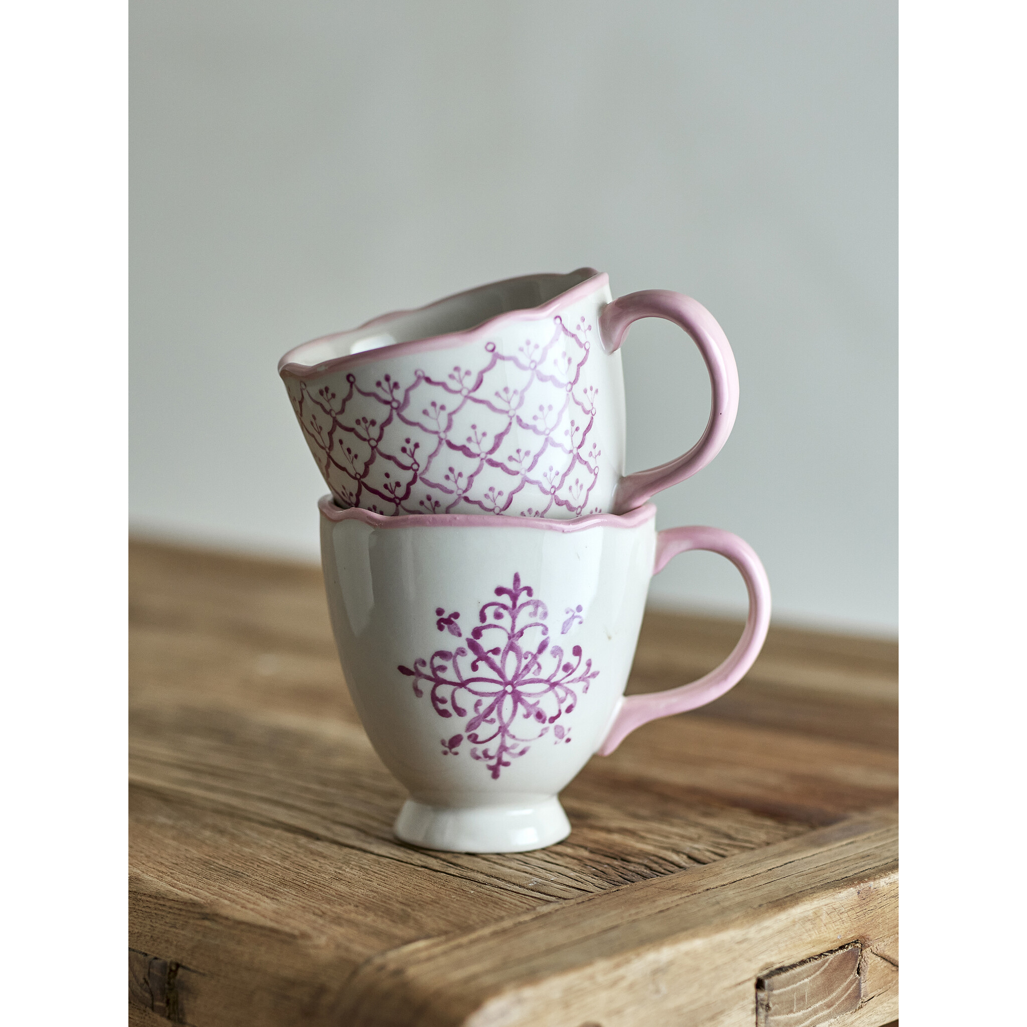 Bloomingville Steingut-Becher Wonderland Rose 4er-Set, rose 