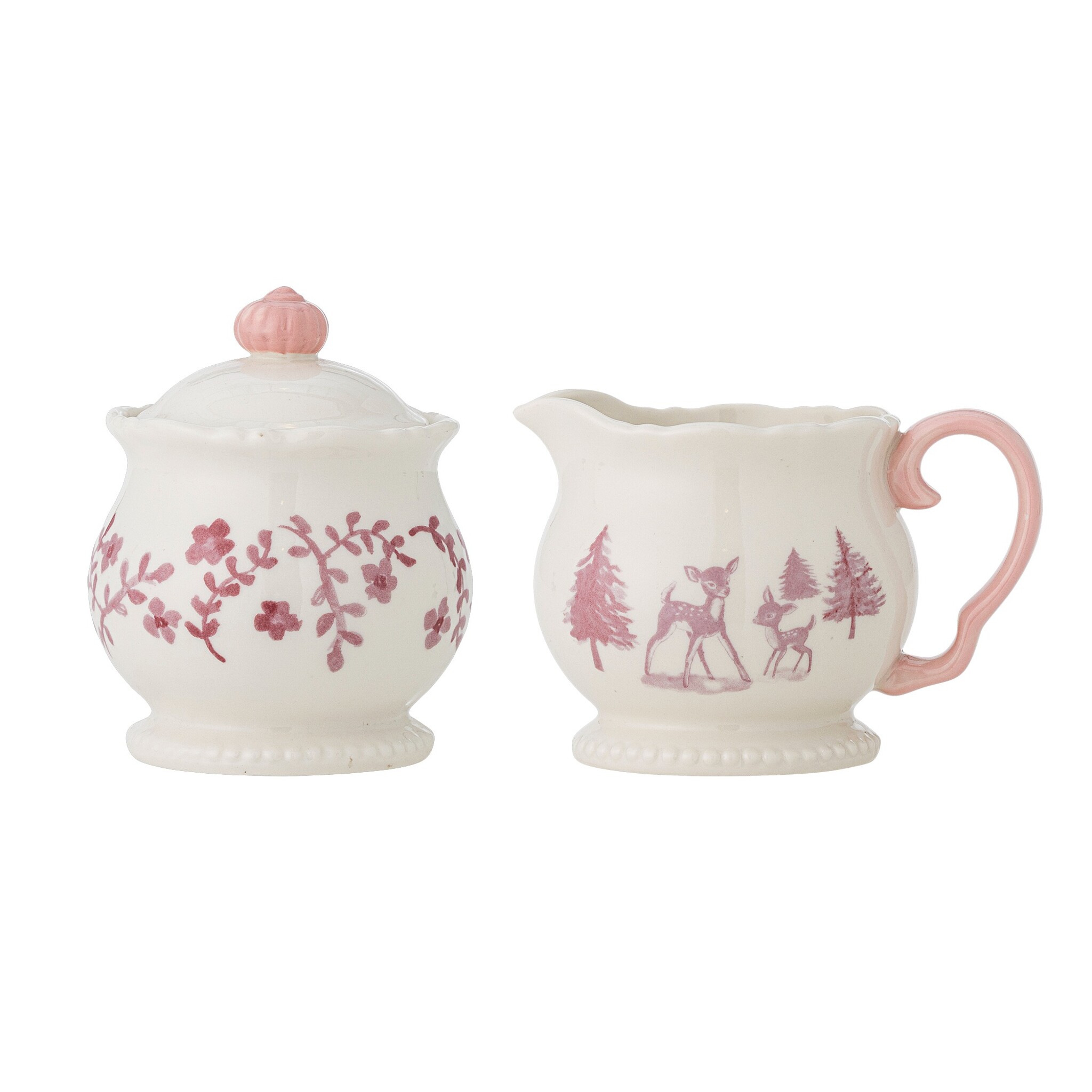 Bloomingville Wonderland Milchkännchen & Zuckerdose Rose 2er-Set, rosa 