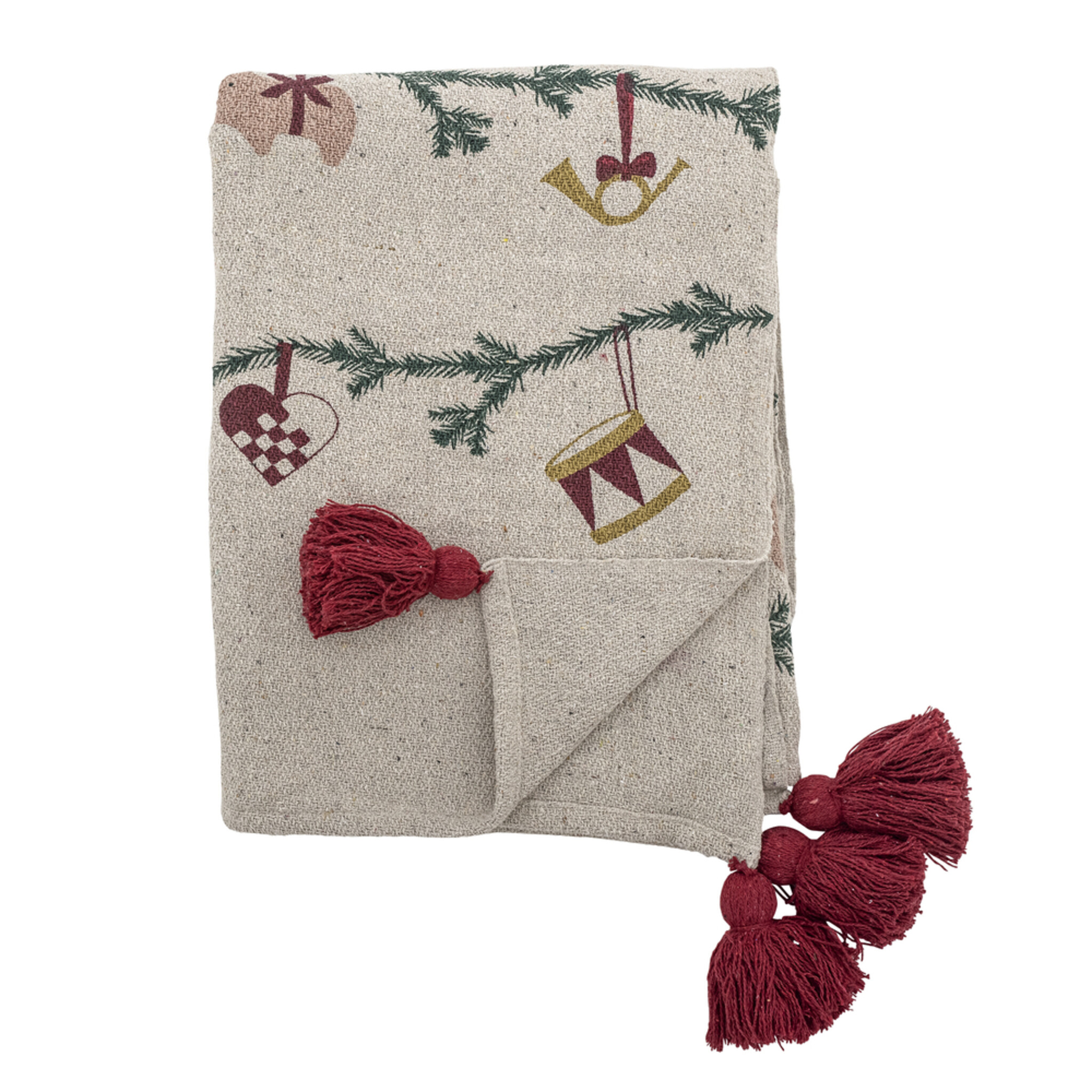 Yule Decke aus recycelter Baumwolle, natur 