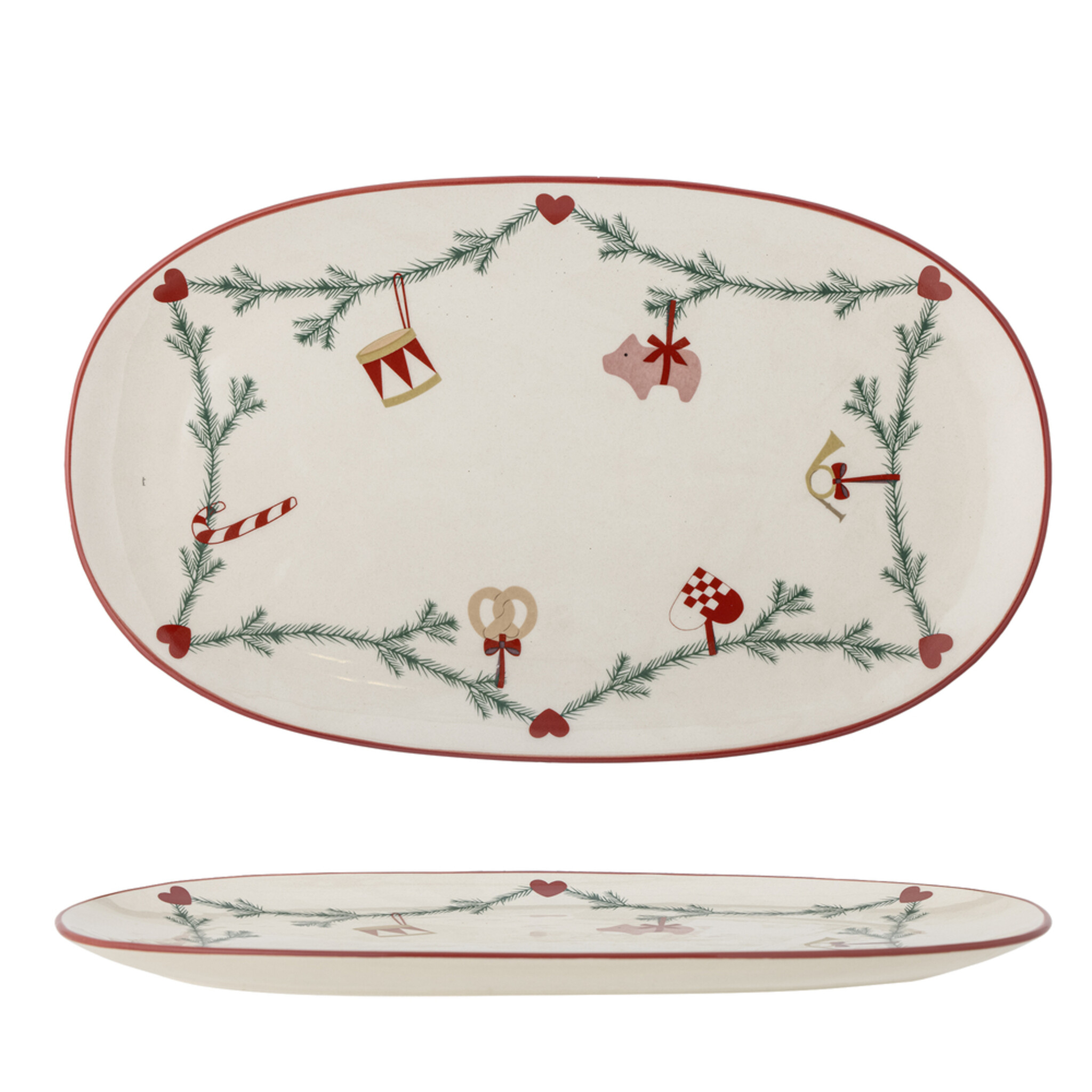 Yule Servierplatte, Weihnachten, creme 
