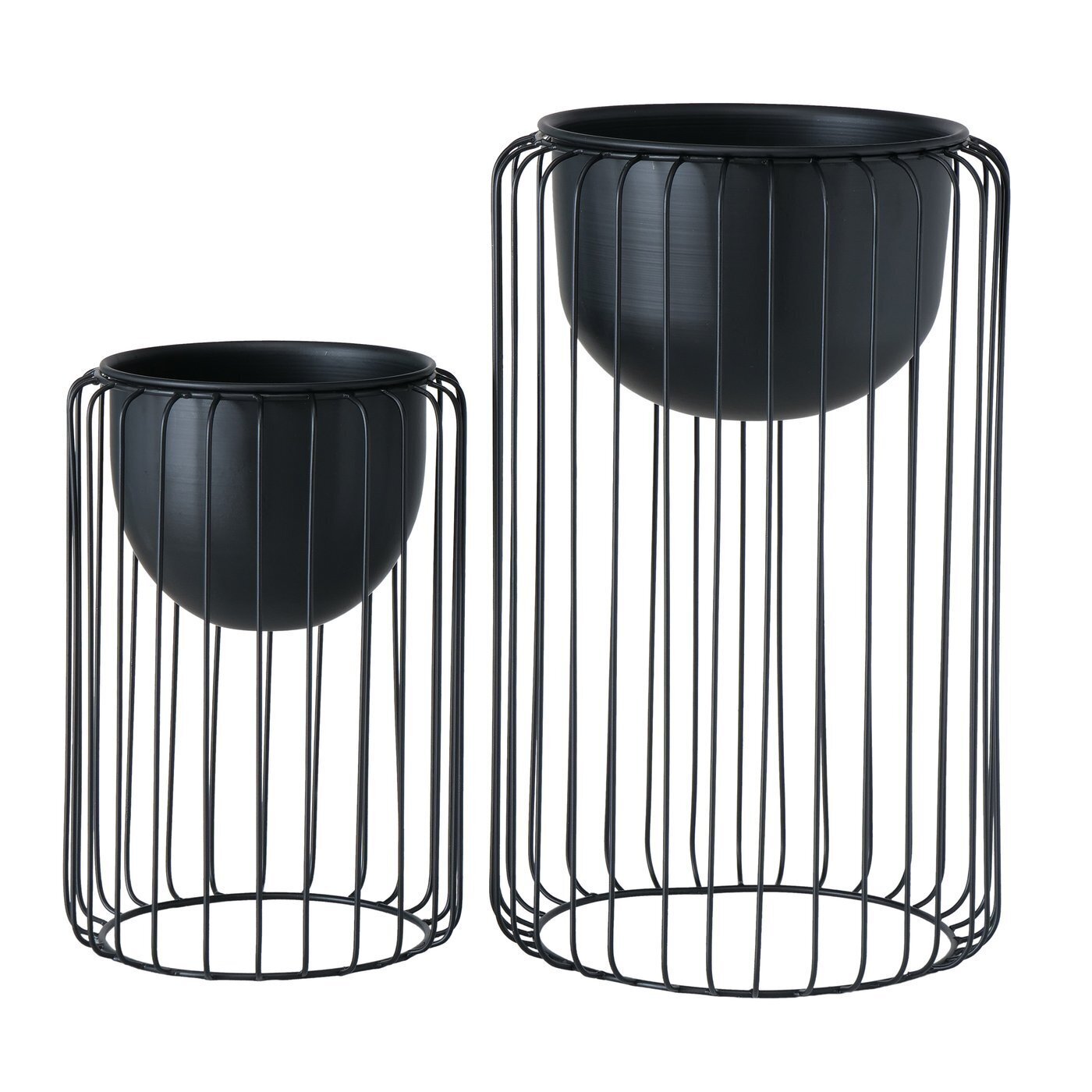 2er Set Blumentopf Vaso, schwarz 