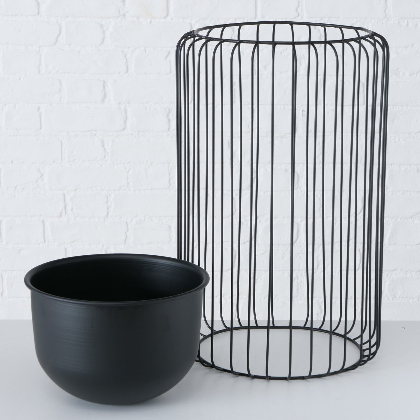 2er Set Blumentopf Vaso, schwarz 