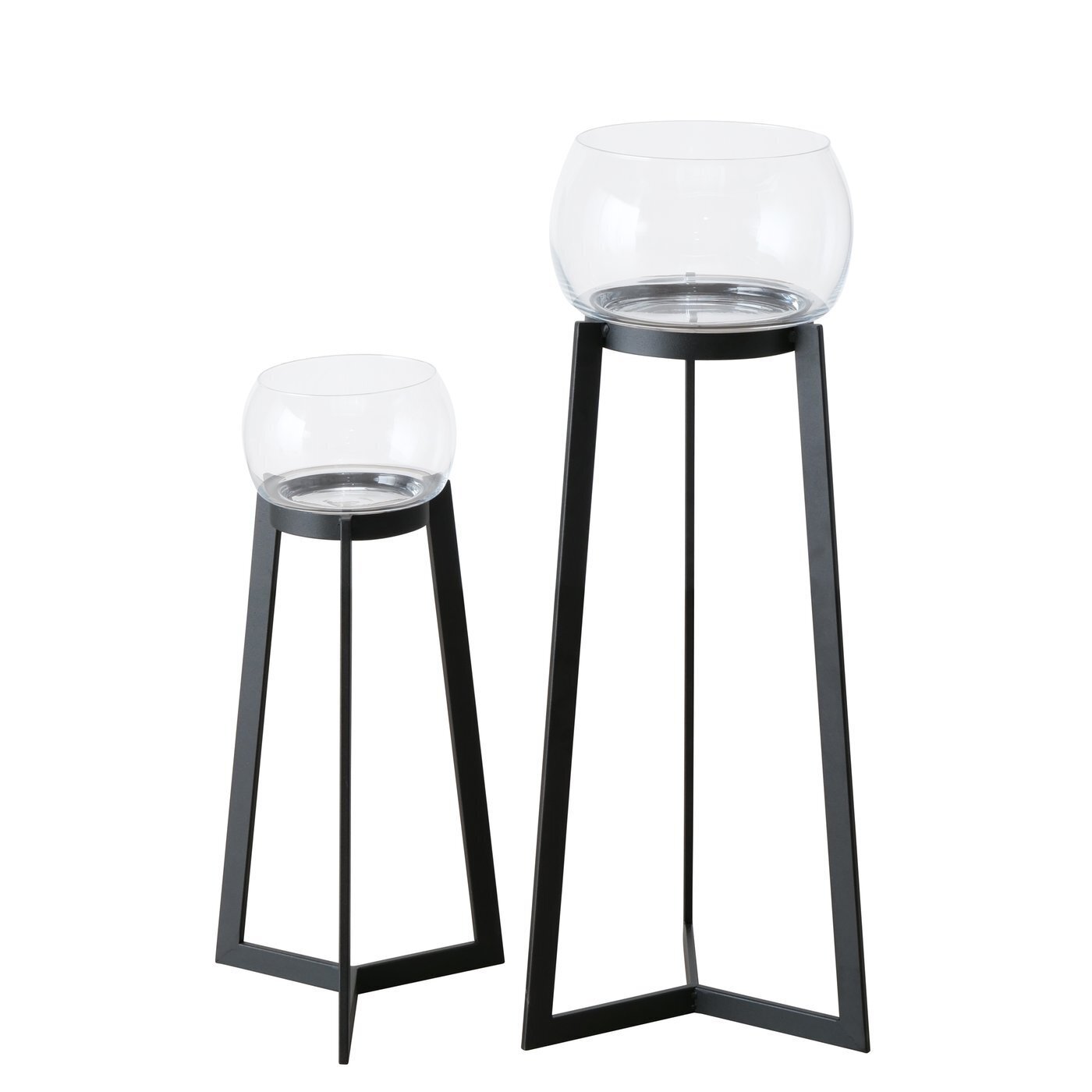 2er Set Windlicht Sola mit Ständer, schwarz 