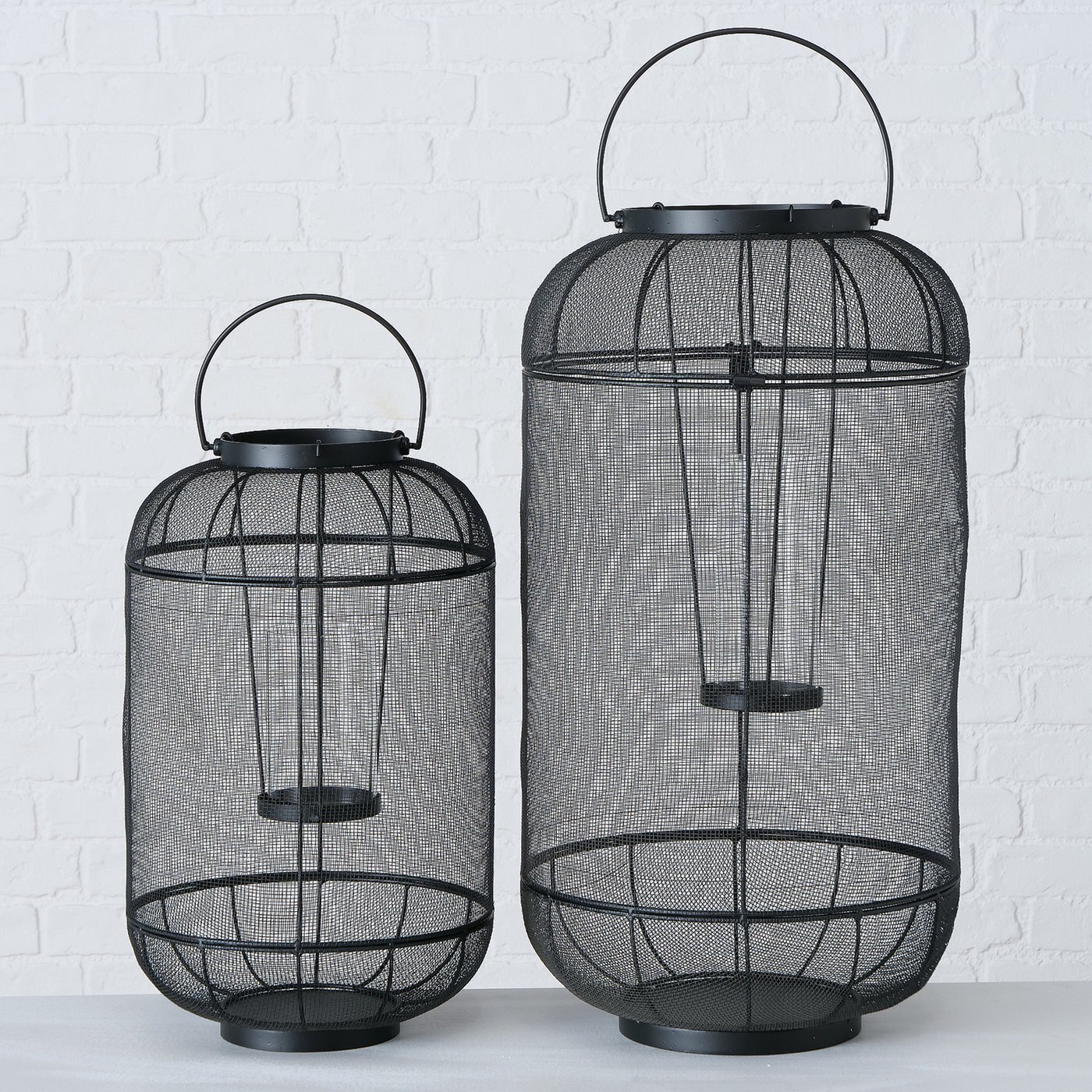 2er Set Windlicht Vigolo, schwarz 