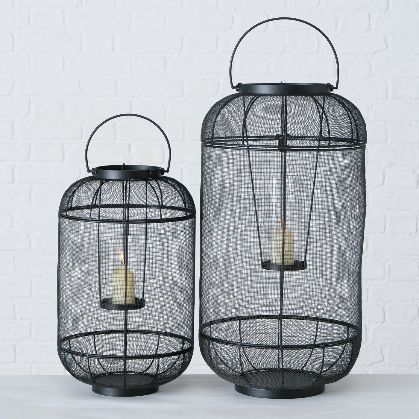 2er Set Windlicht Vigolo, schwarz 