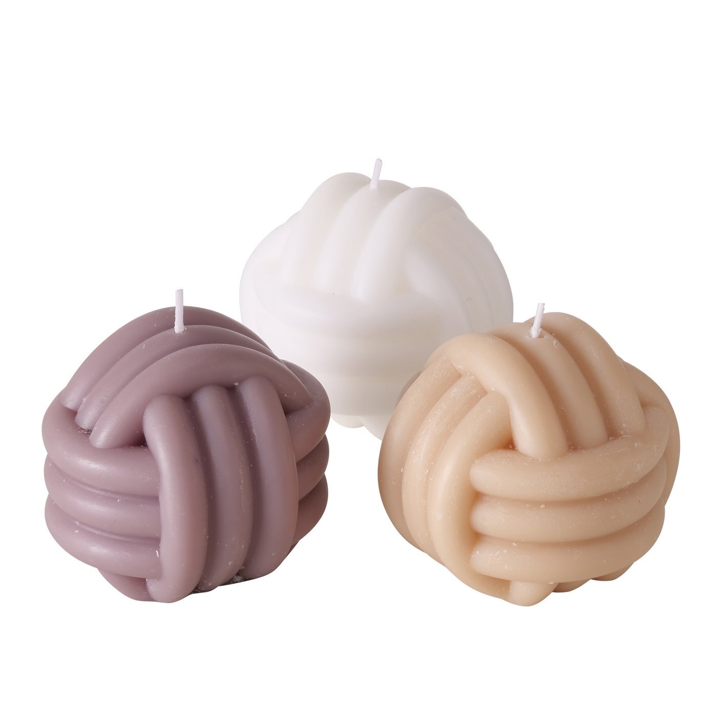 3er Set Kerze in Sonderformen, diverse Knot