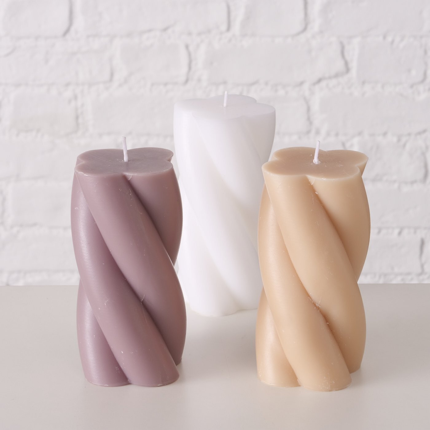 3er Set Kerze in Sonderformen, diverse Twist