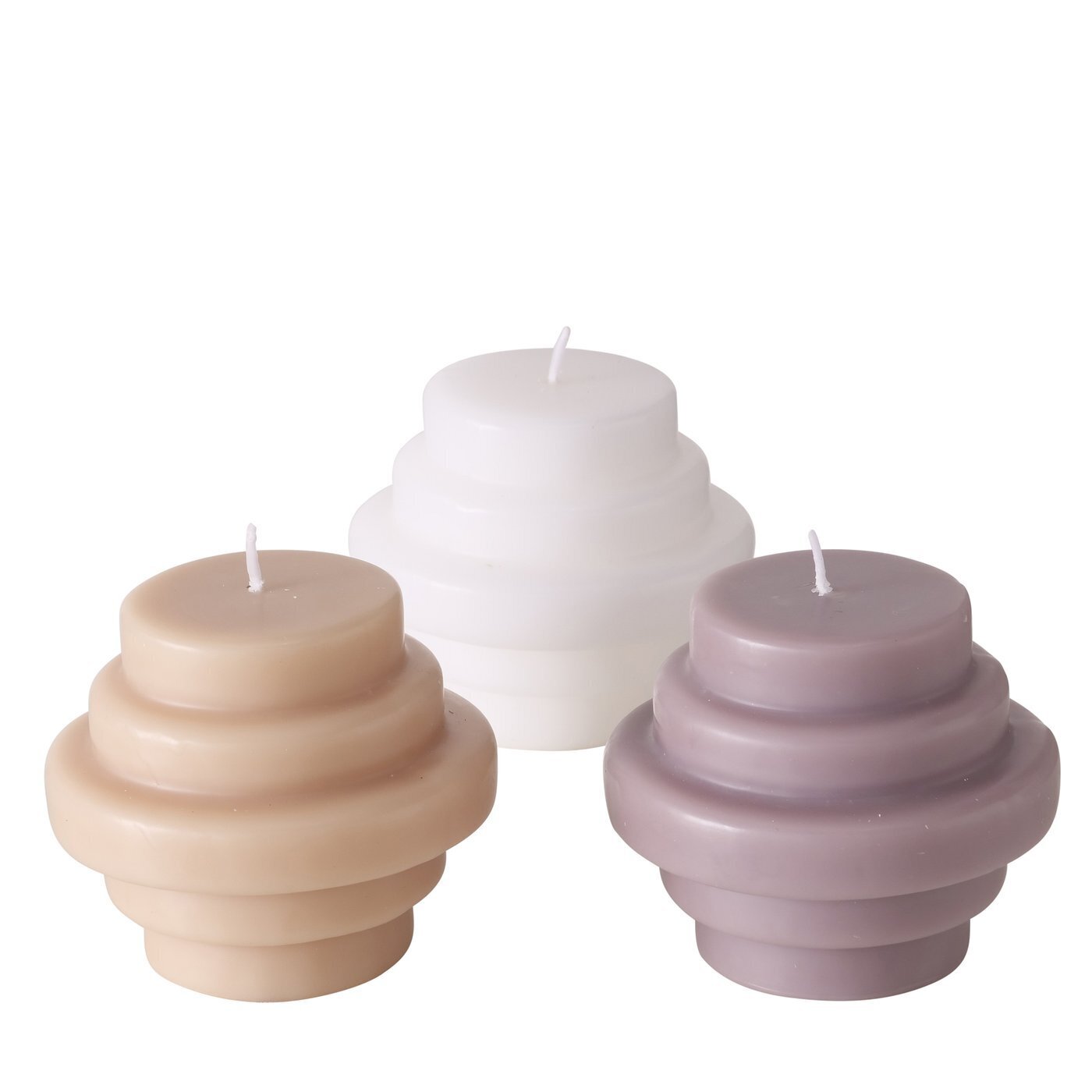 3er Set Kerze in Sonderformen, diverse Trapeca